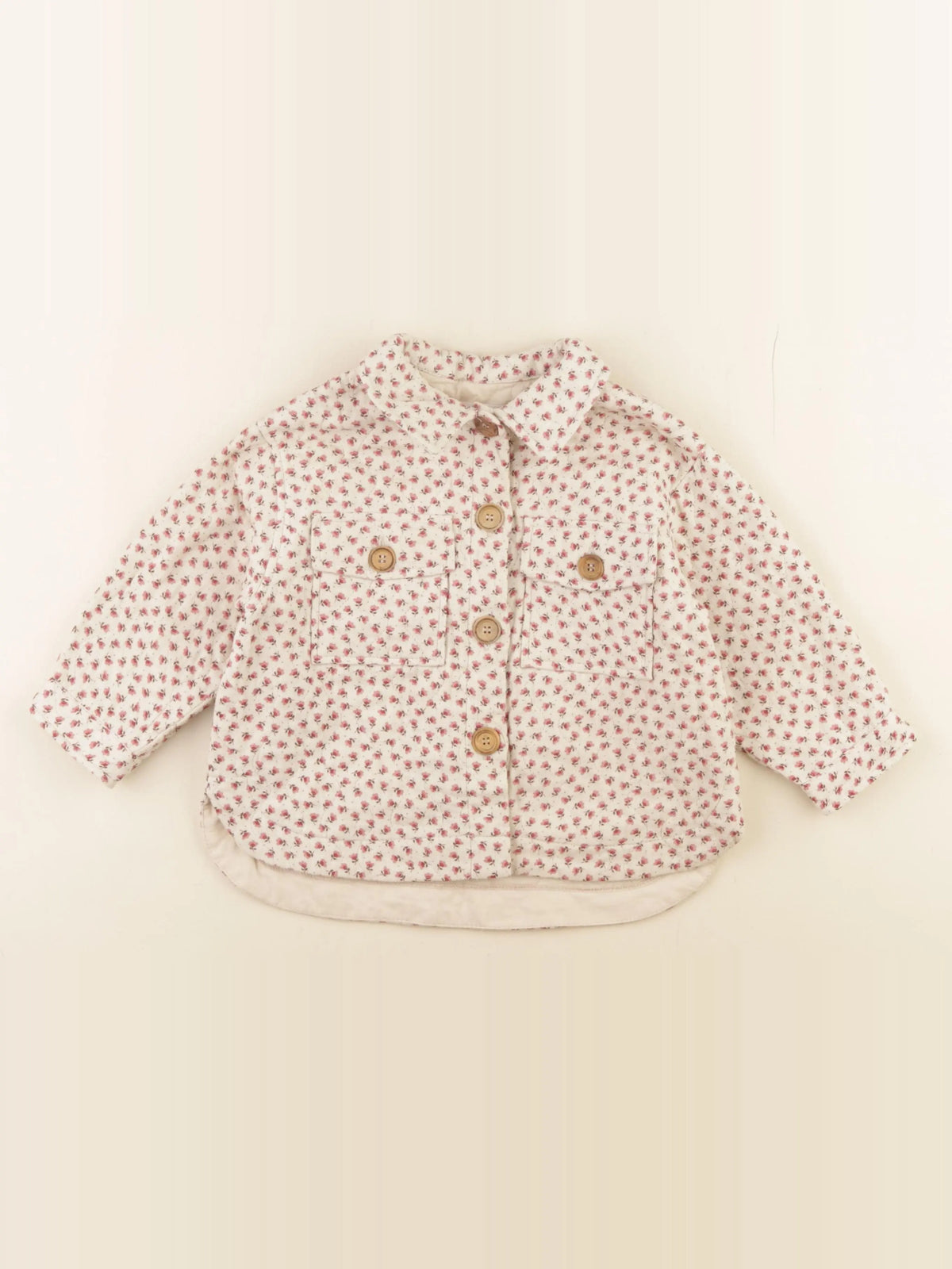 Zara - veste doublé beige, rose - 2/3 ans