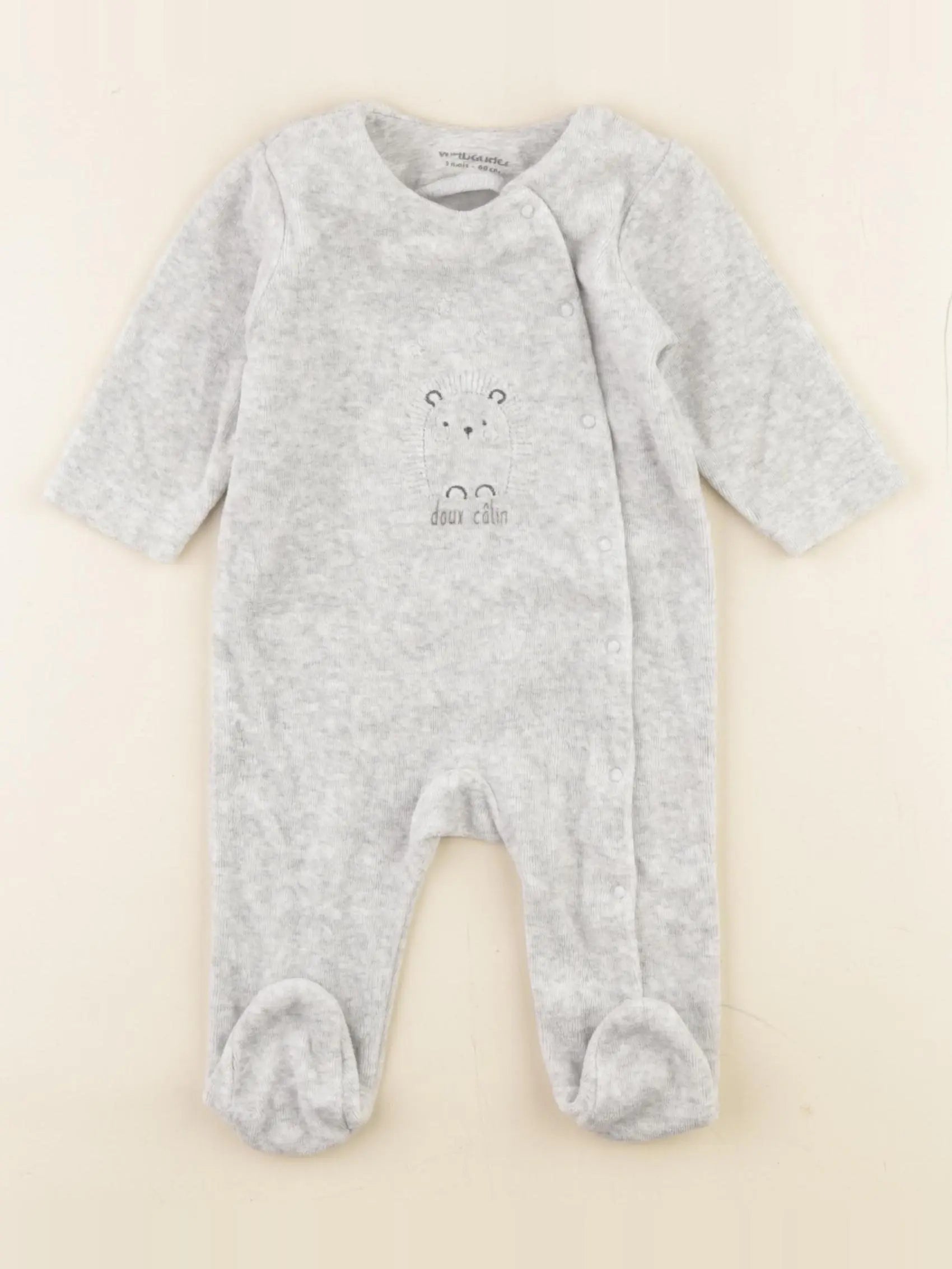 Vertbaudet - pyjama velours gris - 3 mois