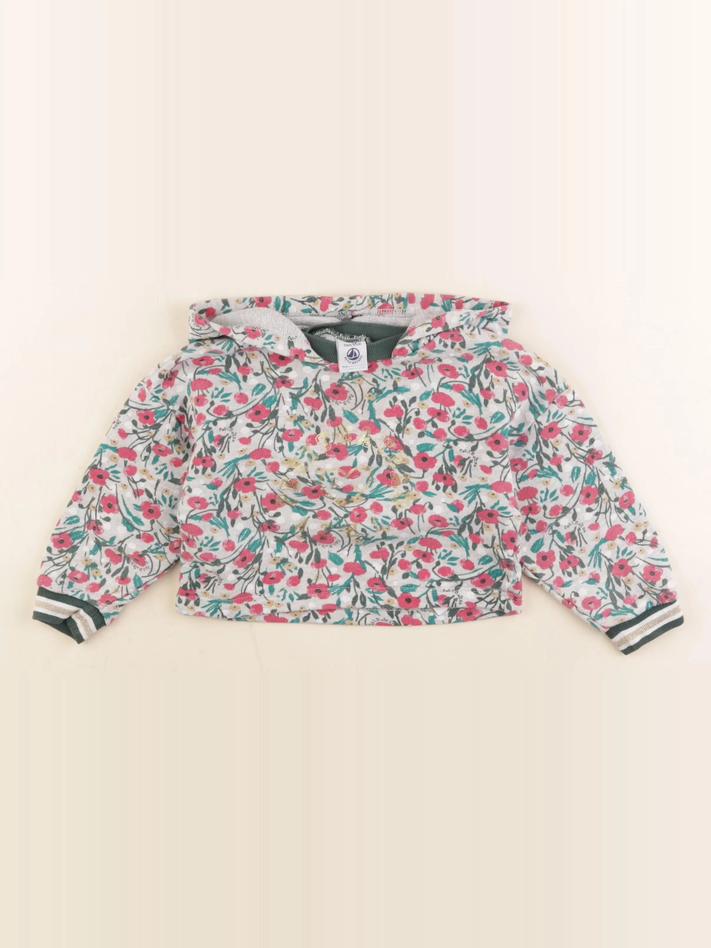 Petit Bateau - sweat gris, vert - 36 mois