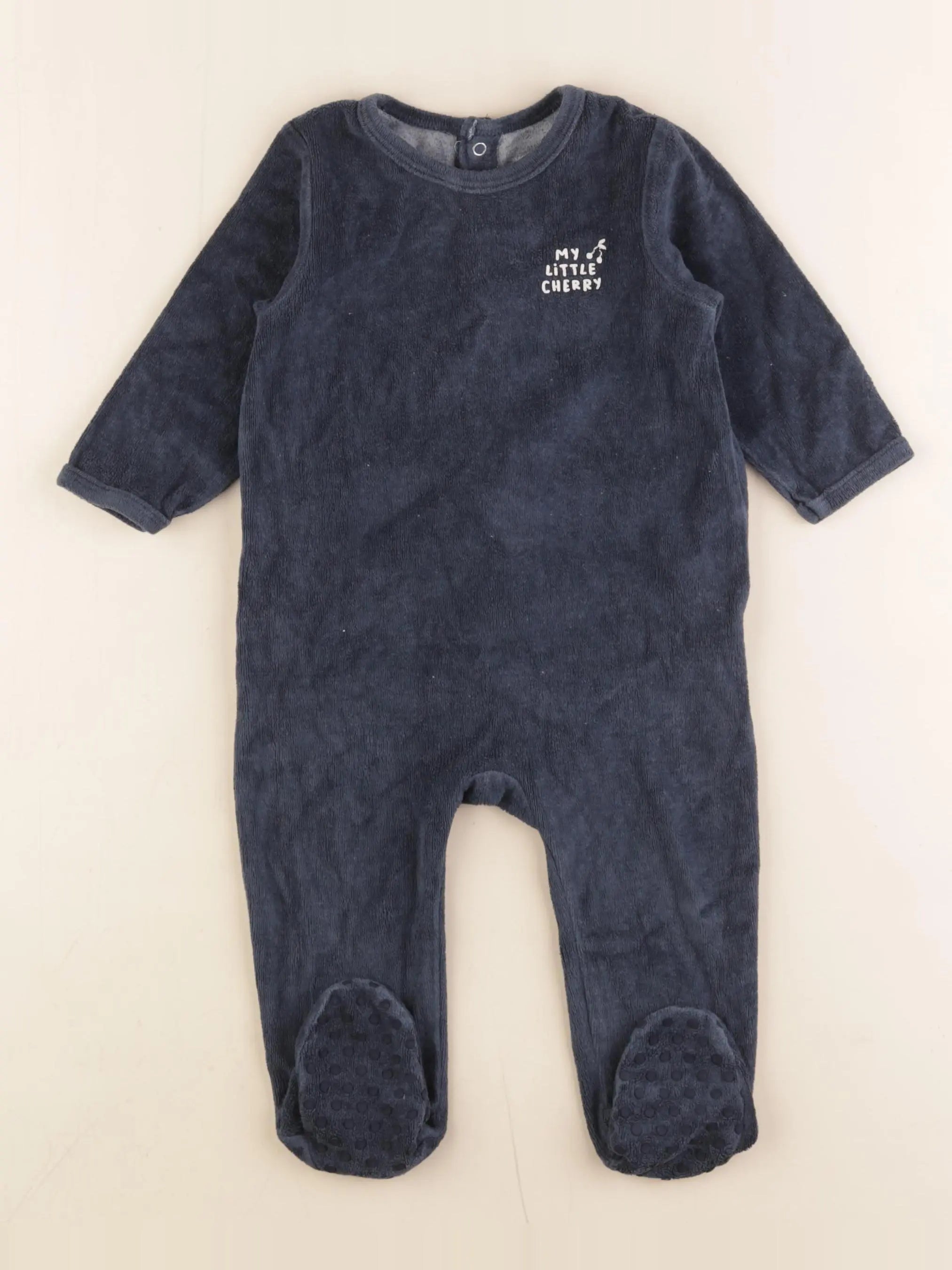 Vertbaudet - pyjama velours bleu - 12 mois