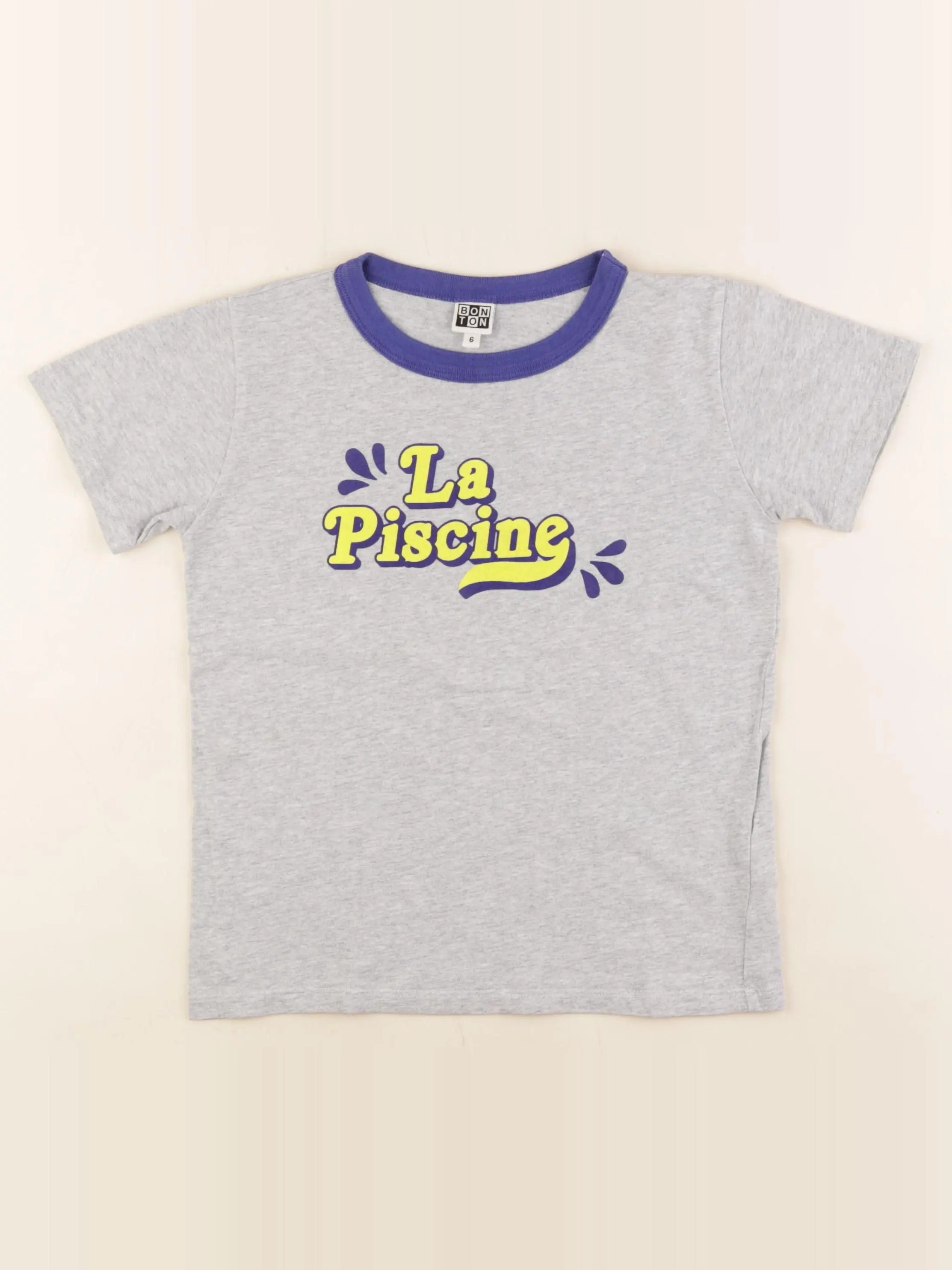 Bonton - tee-shirt bleu, gris - 6 ans