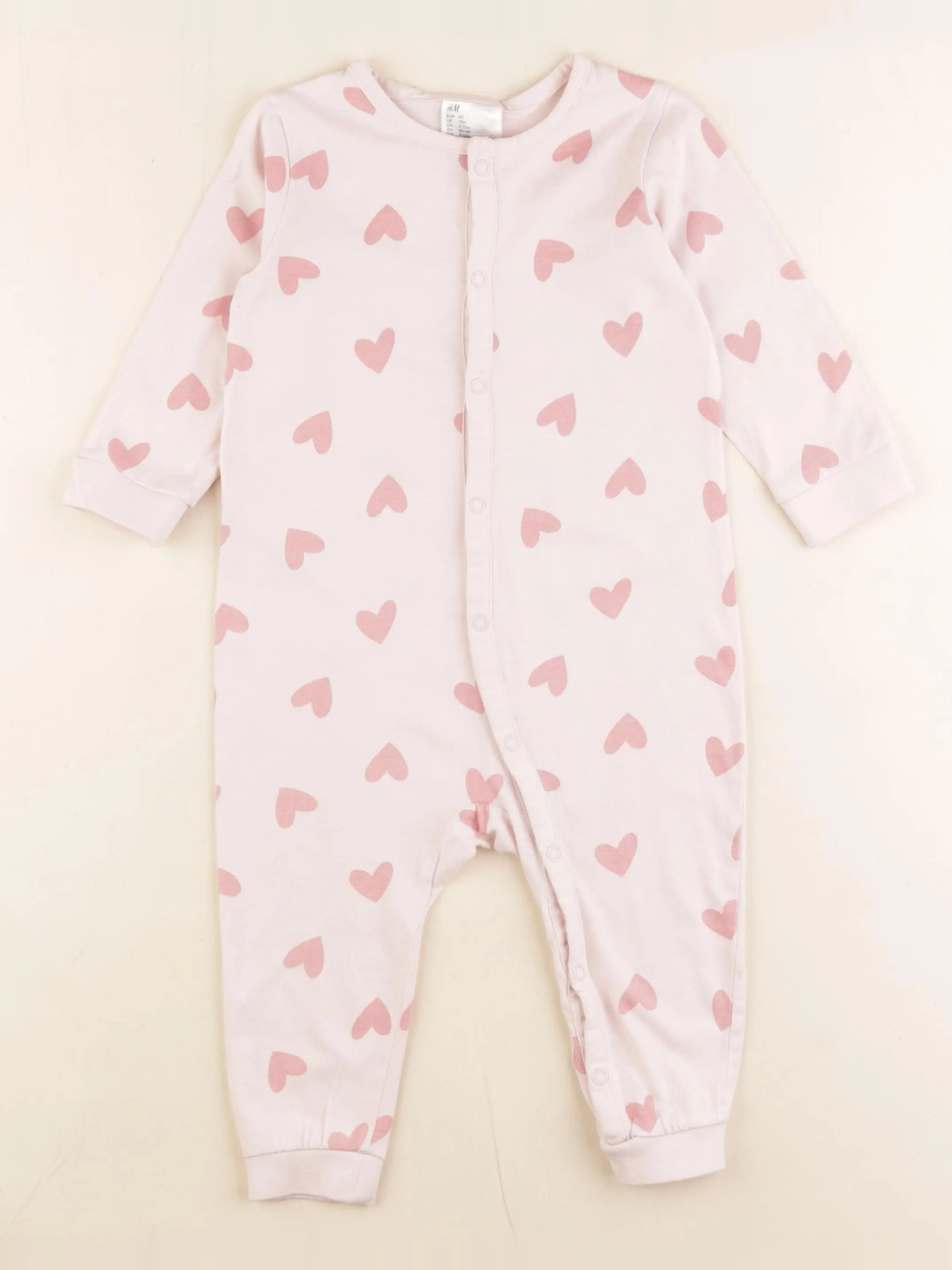 H&M - pyjama coton rose - 9/12 mois
