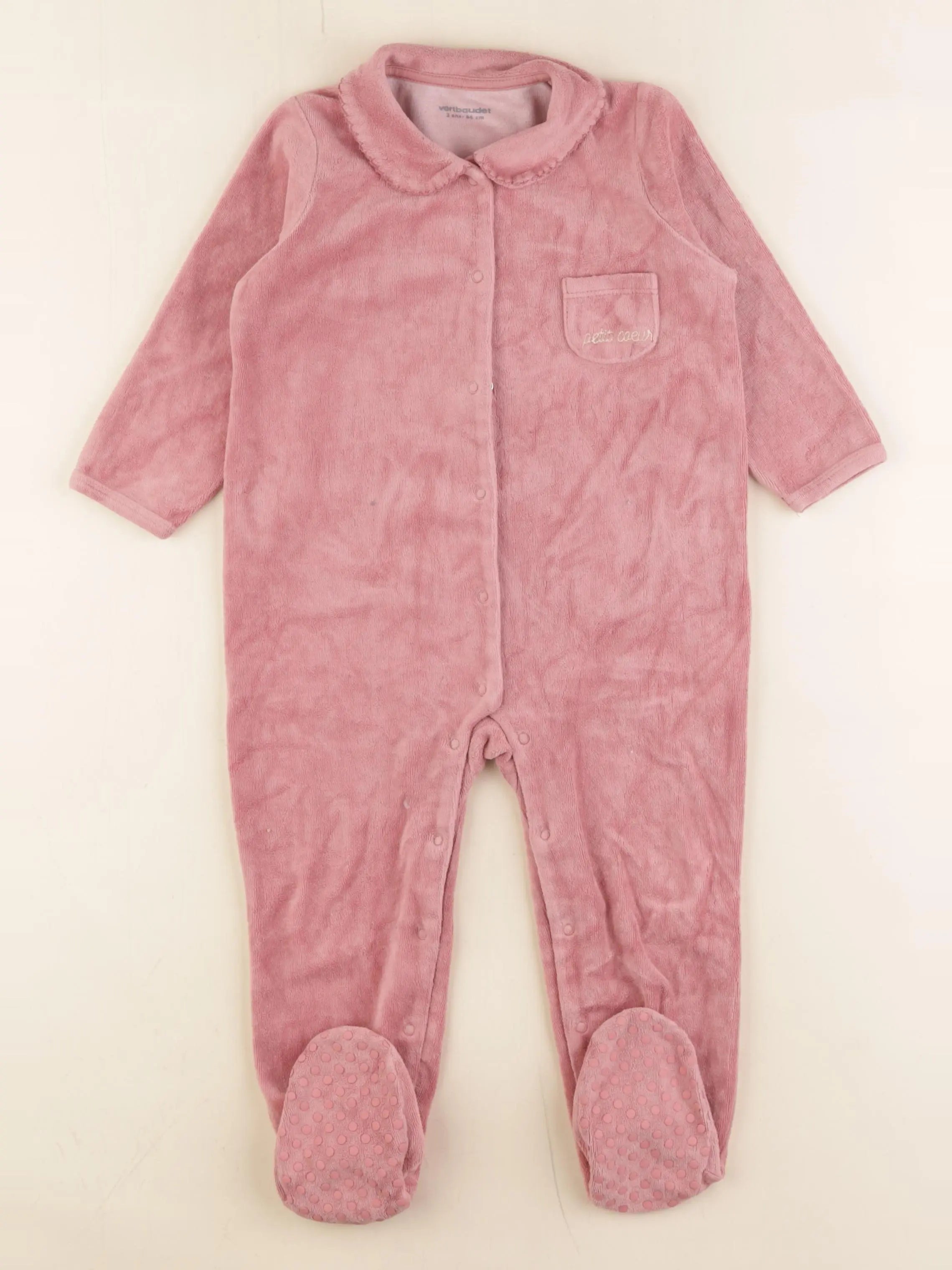 Vertbaudet - pyjama velours rose - 2 ans