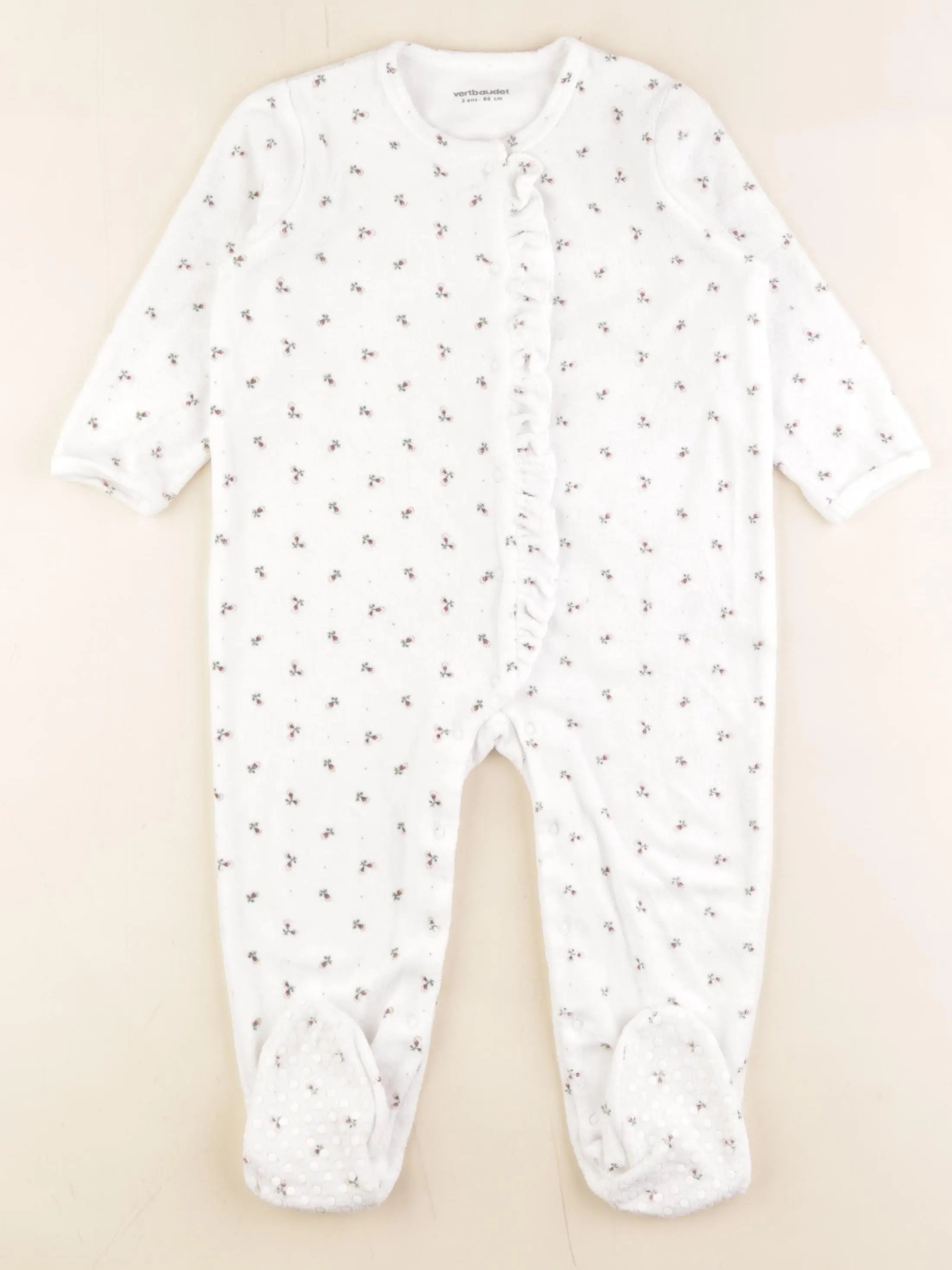 Vertbaudet - pyjama velours blanc - 2 ans