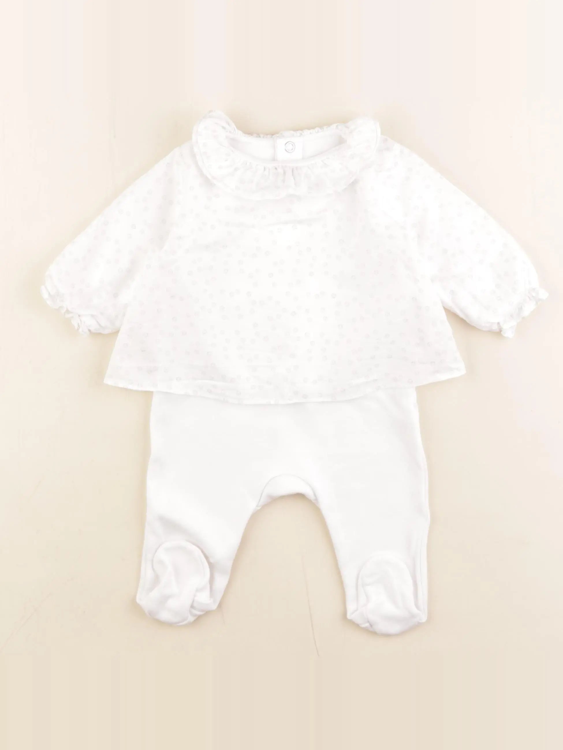 Jacadi - pyjama velours blanc - 3 mois
