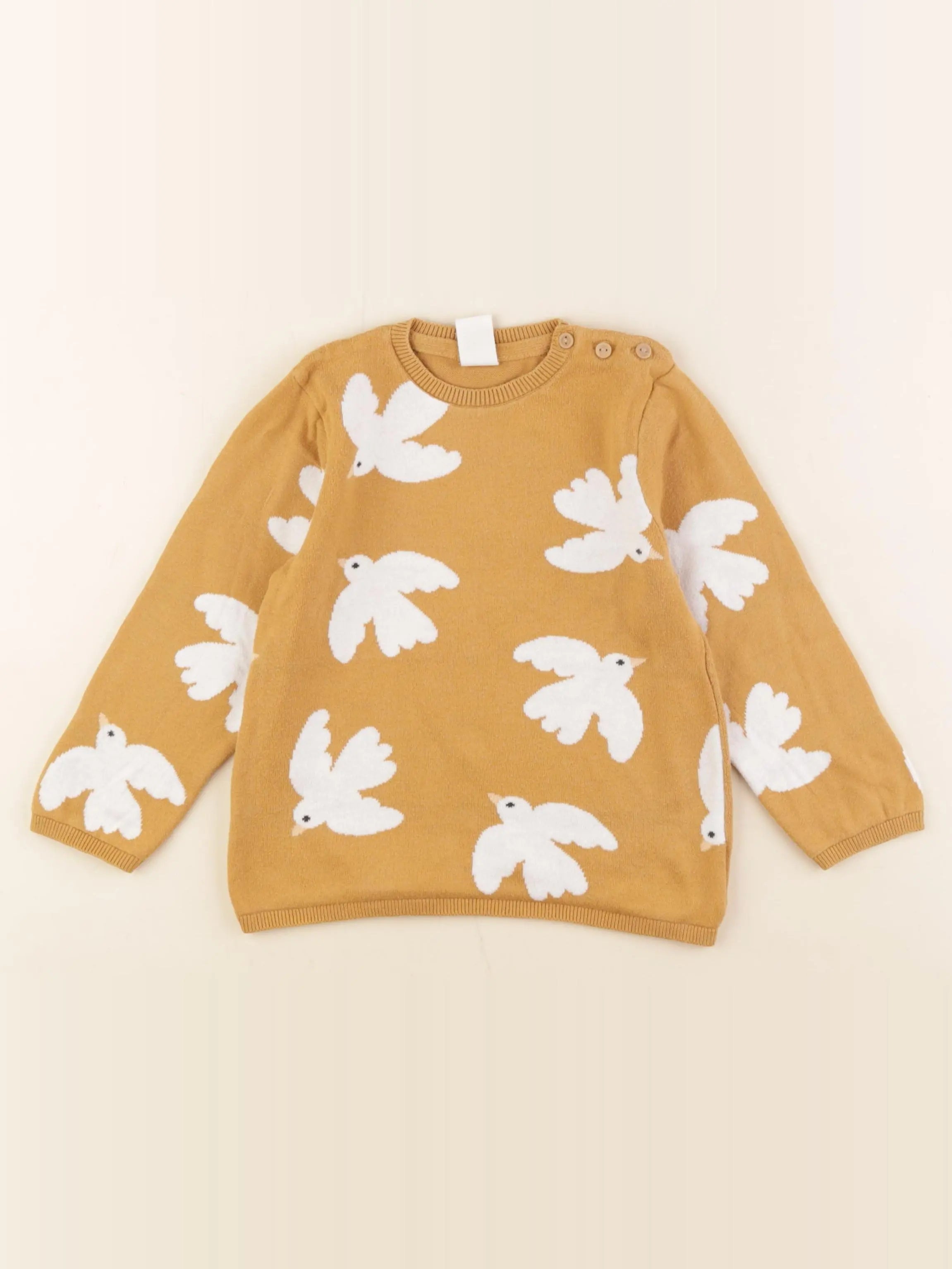 H&M - pull jaune, blanc - 18/24 mois