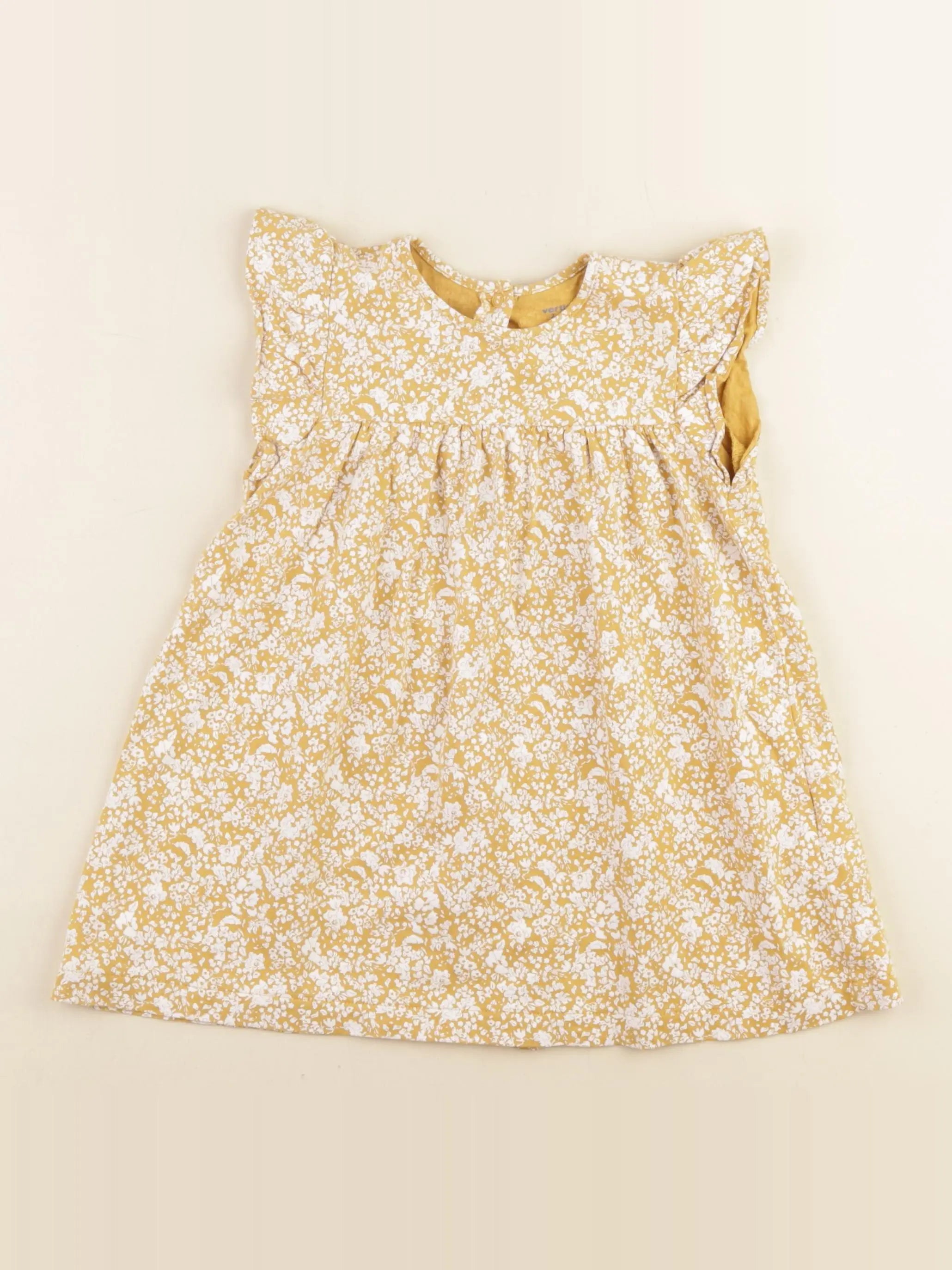 Vertbaudet - robe jaune, blanc - 2 ans