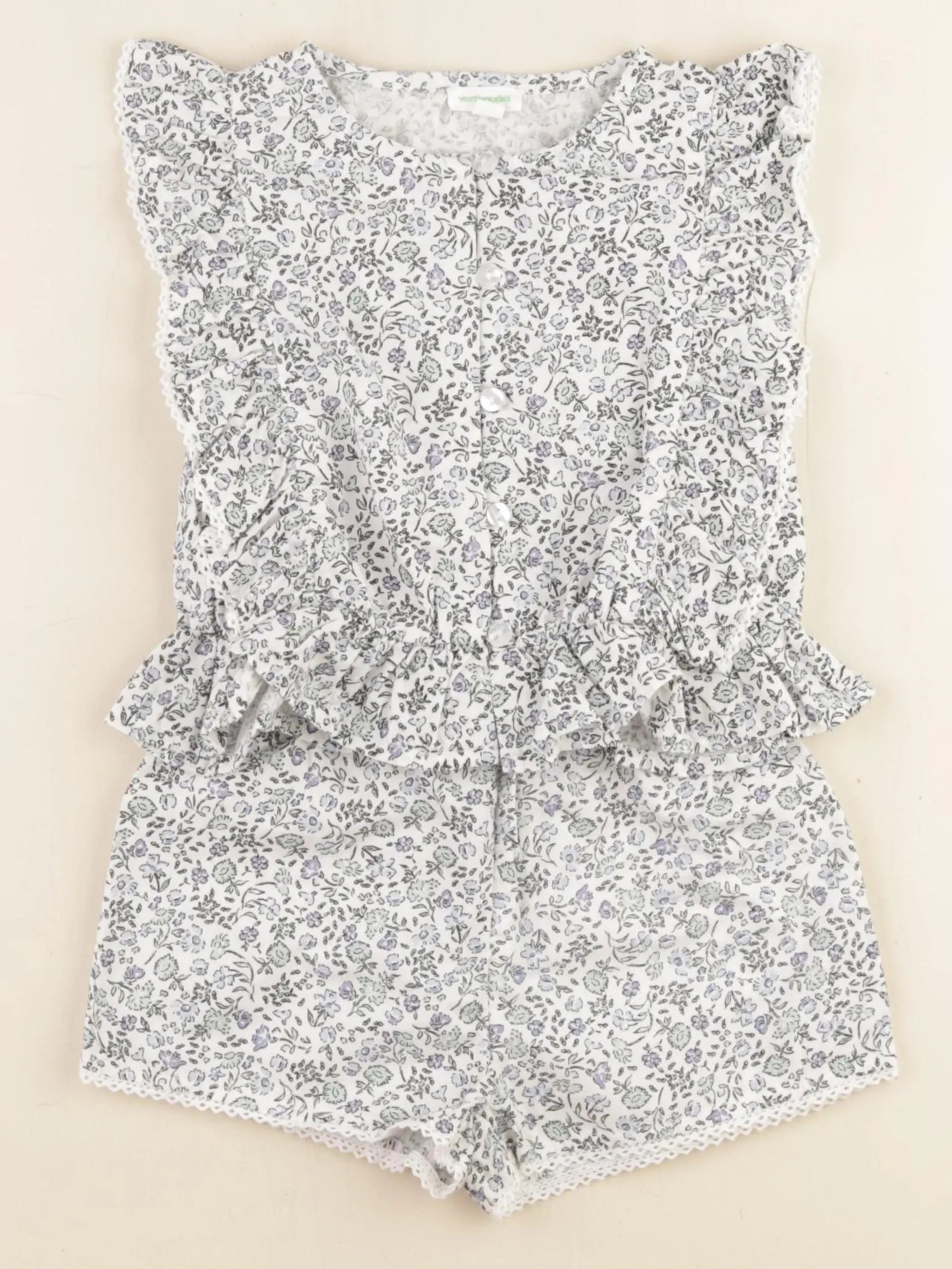 Vertbaudet - ensemble blanc, bleu - 2 ans