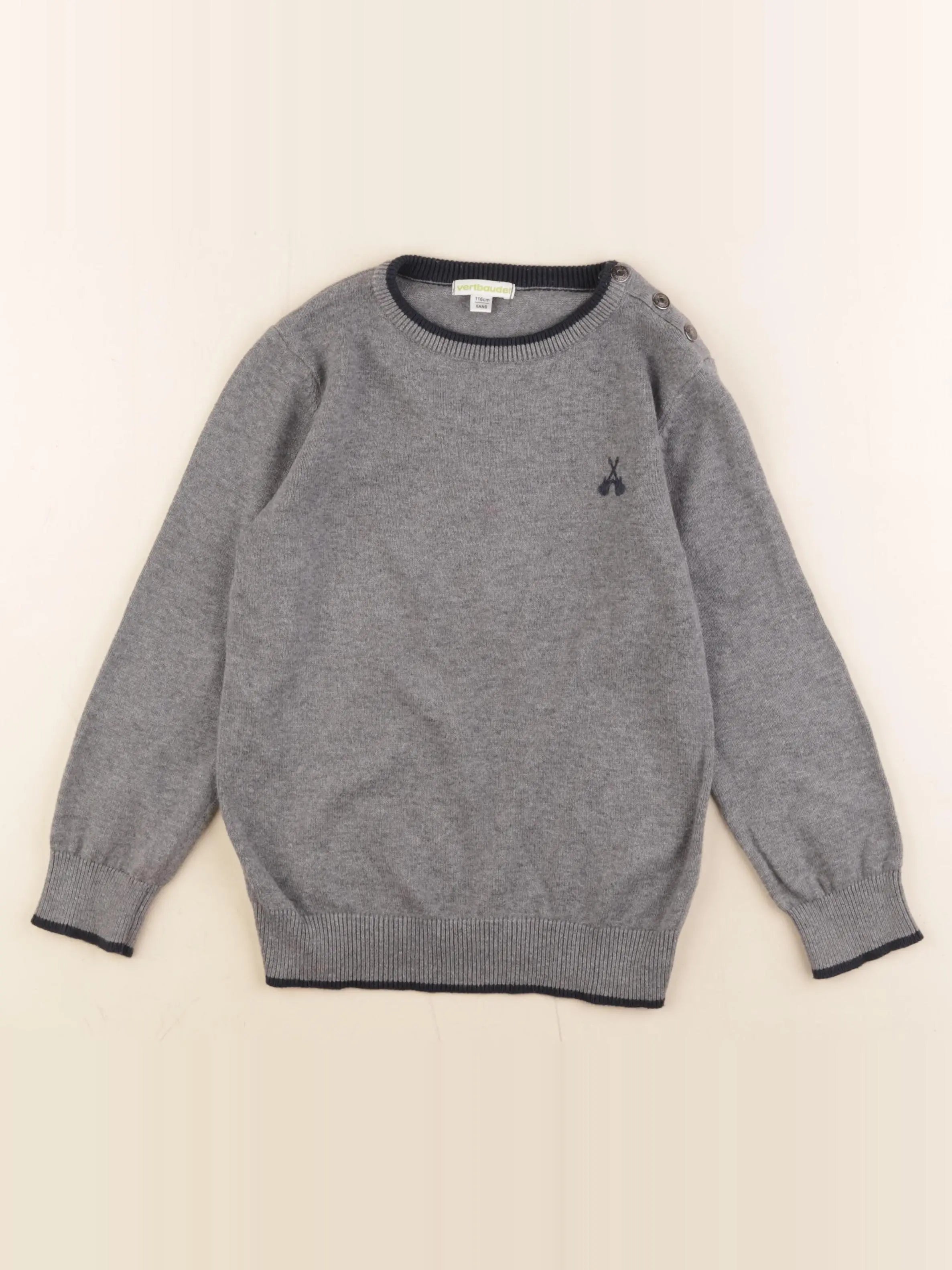 Vertbaudet - pull gris - 6 ans
