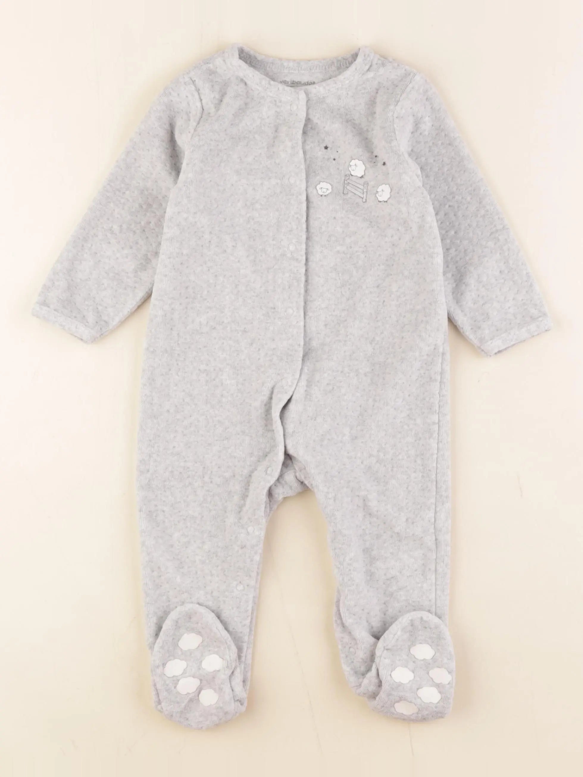 Vertbaudet - pyjama velours gris - 12 mois