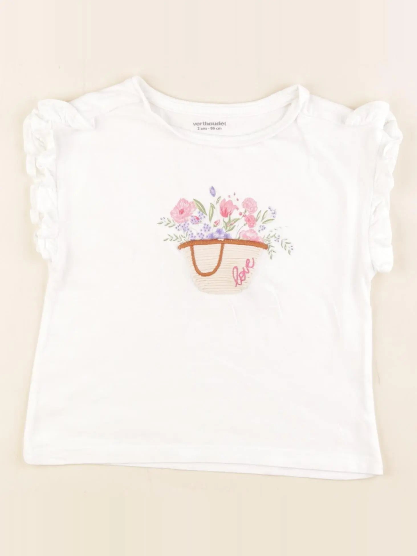 Vertbaudet - tee-shirt blanc - 2 ans
