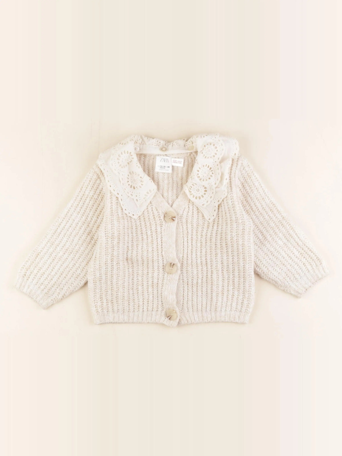 Zara - gilet col amovible beige - 12/18 mois