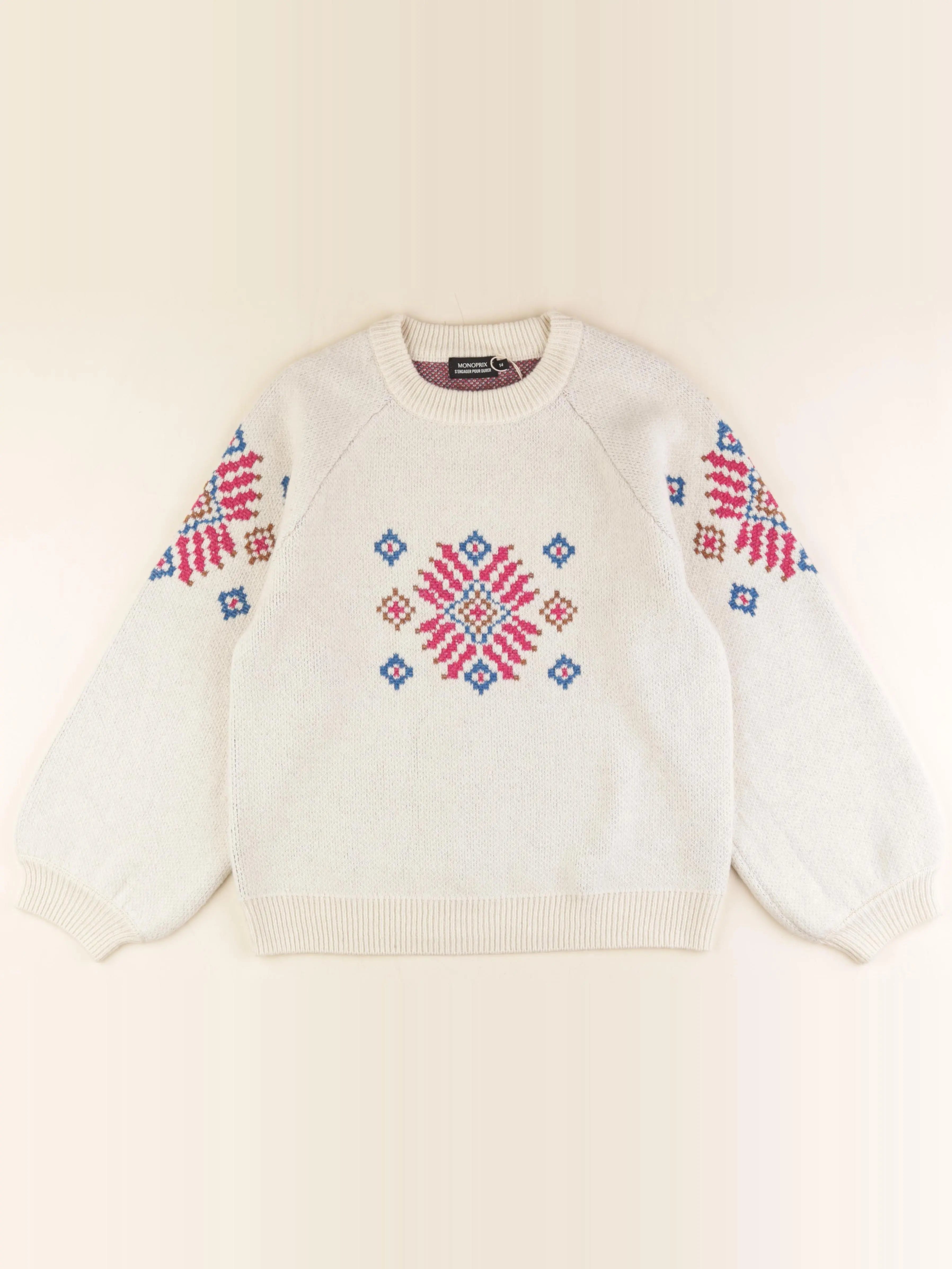 Monoprix - pull beige - 14 ans