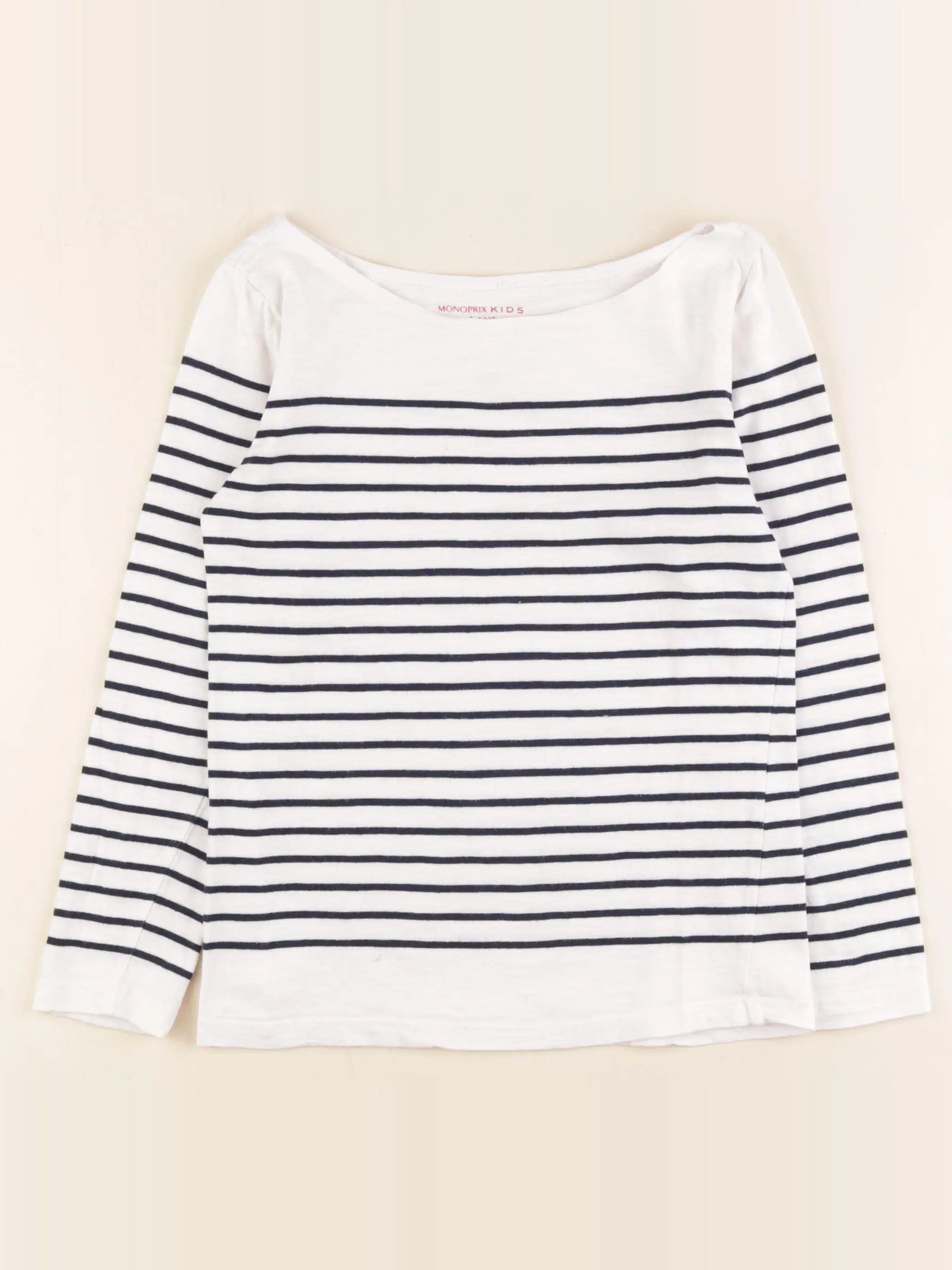 Monoprix - tee-shirt blanc, bleu - 8 ans