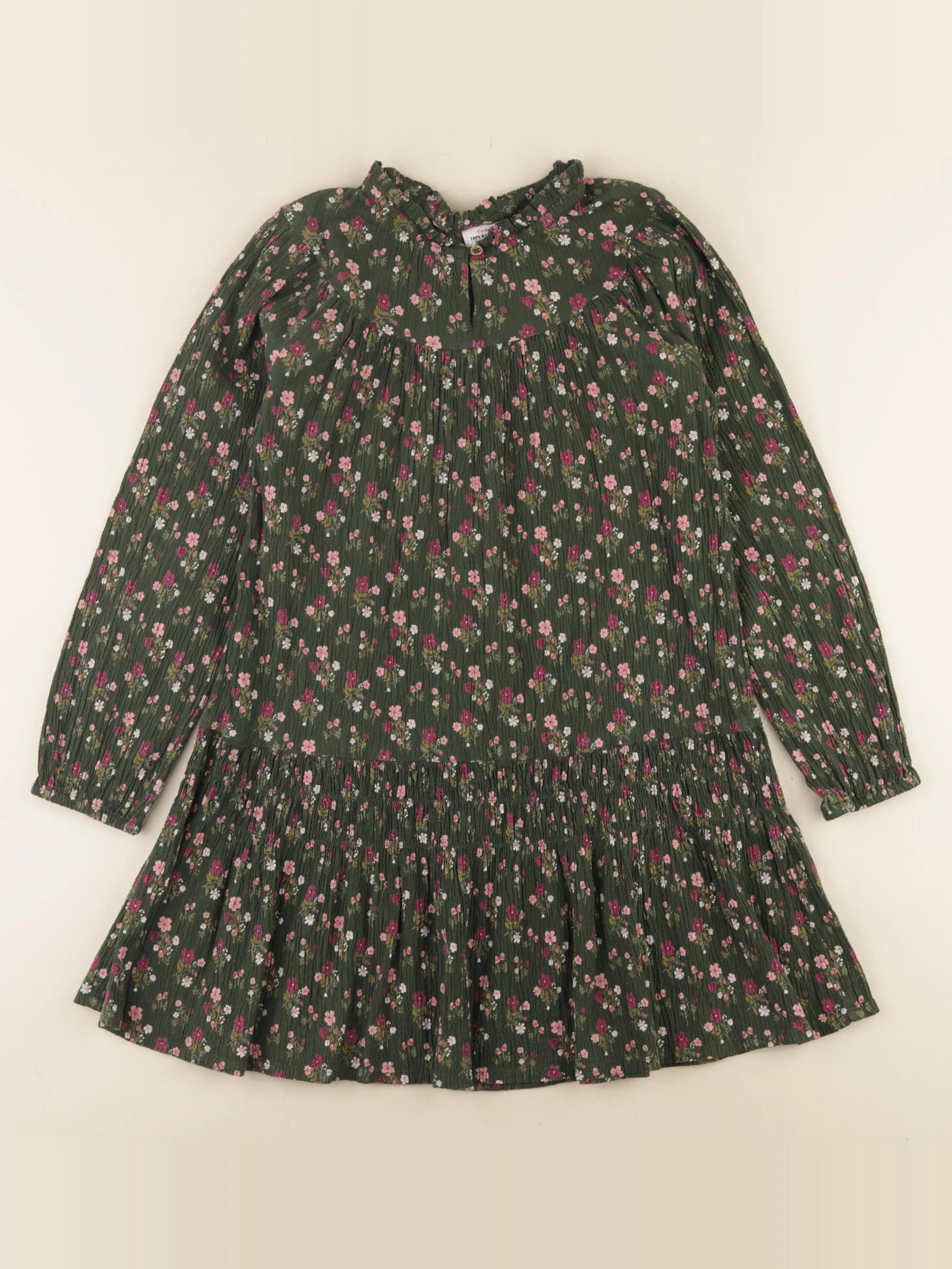 Tape à l'oeil - robe vert, rose - 10 ans