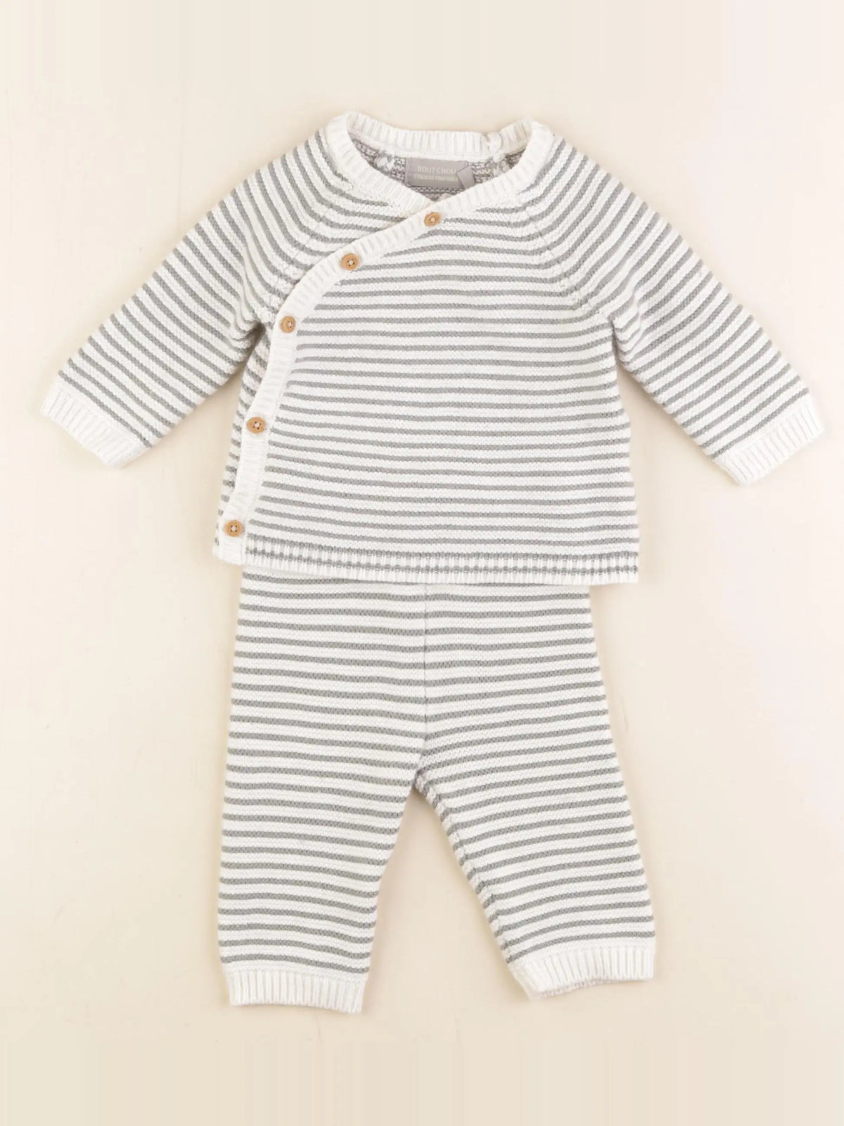 Boutchou - ensemble blanc, vert - 3 mois