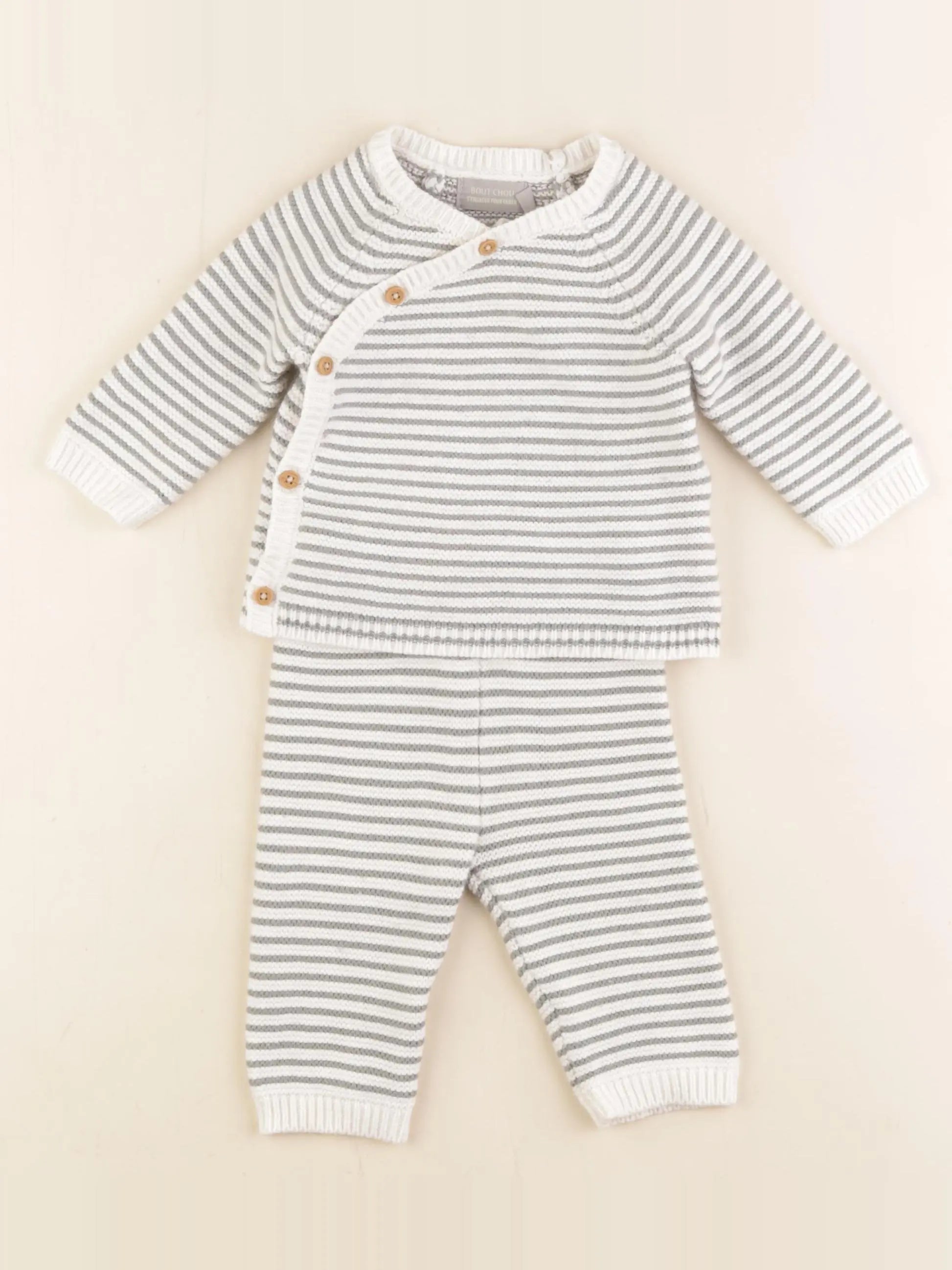 Boutchou - ensemble blanc, vert - 3 mois