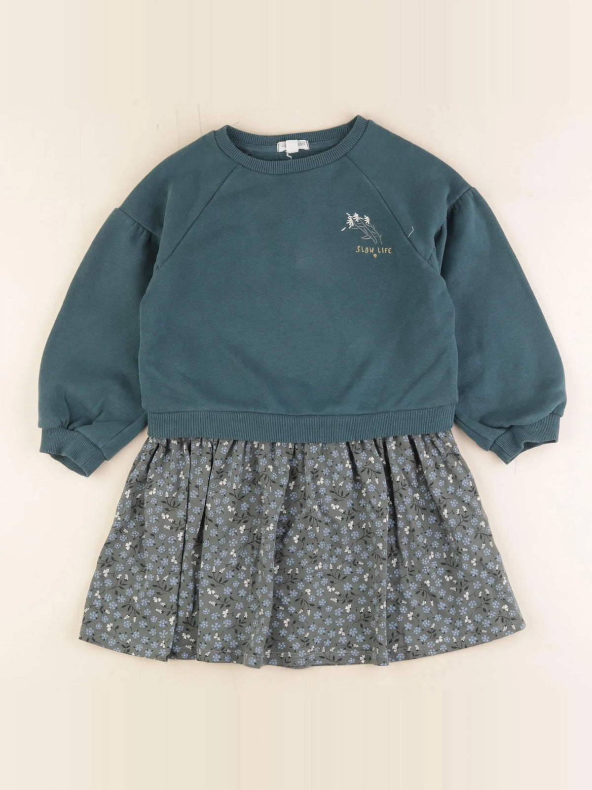 Vertbaudet - robe bleu, or - 8 ans