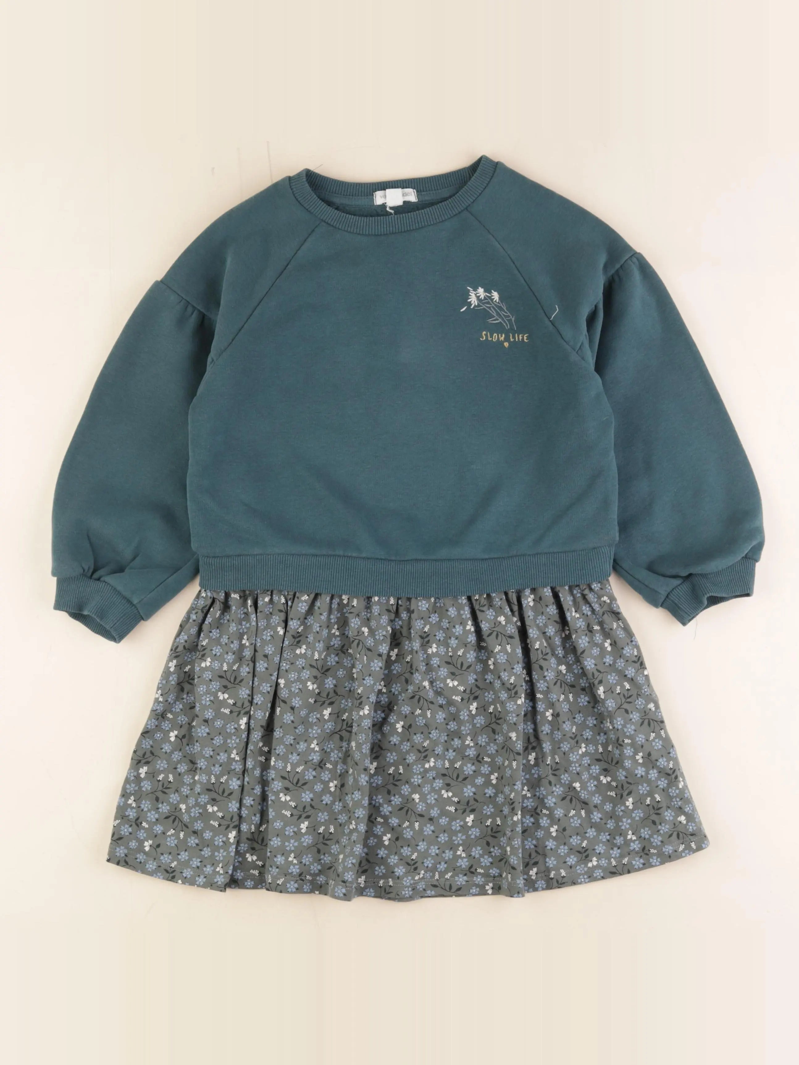 Vertbaudet - robe bleu, or - 8 ans