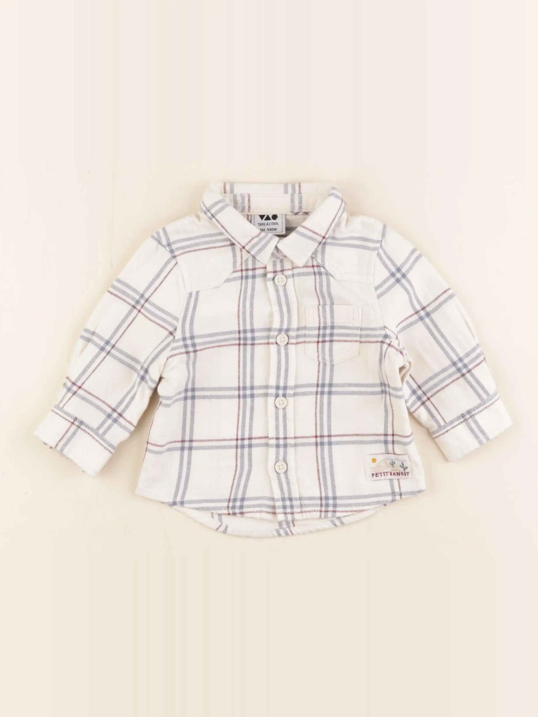 Tape à l'oeil - chemise blanc, bleu - 3 mois