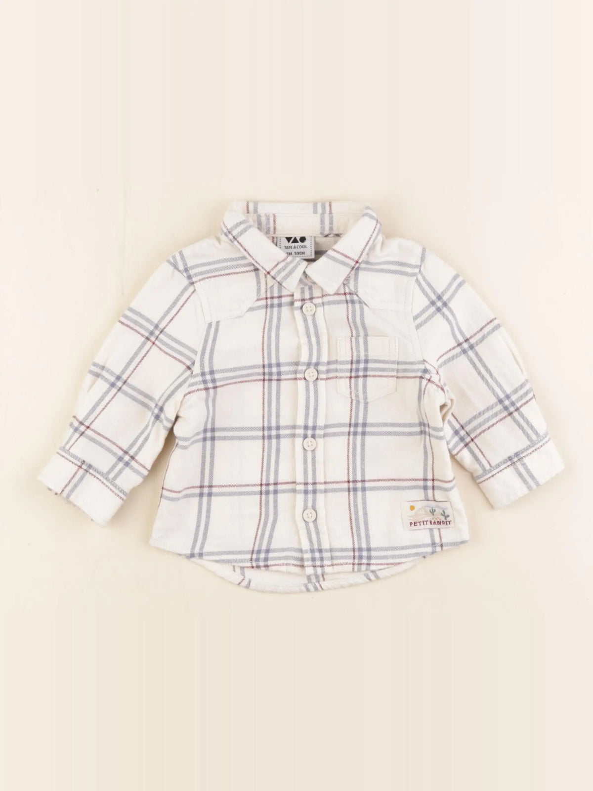 Tape à l'oeil - chemise blanc, bleu - 3 mois