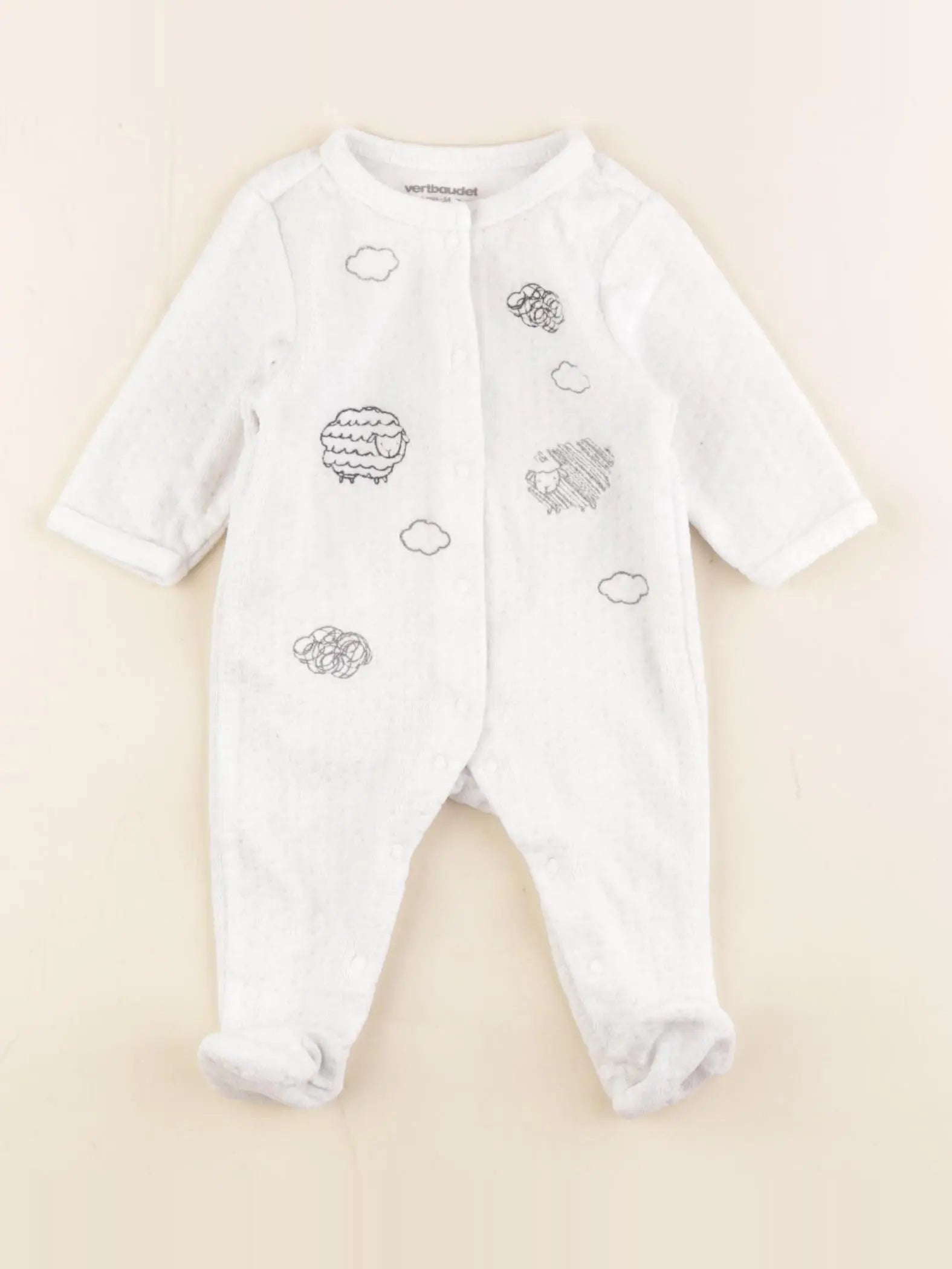 Vertbaudet - pyjama velours blanc - 1 mois