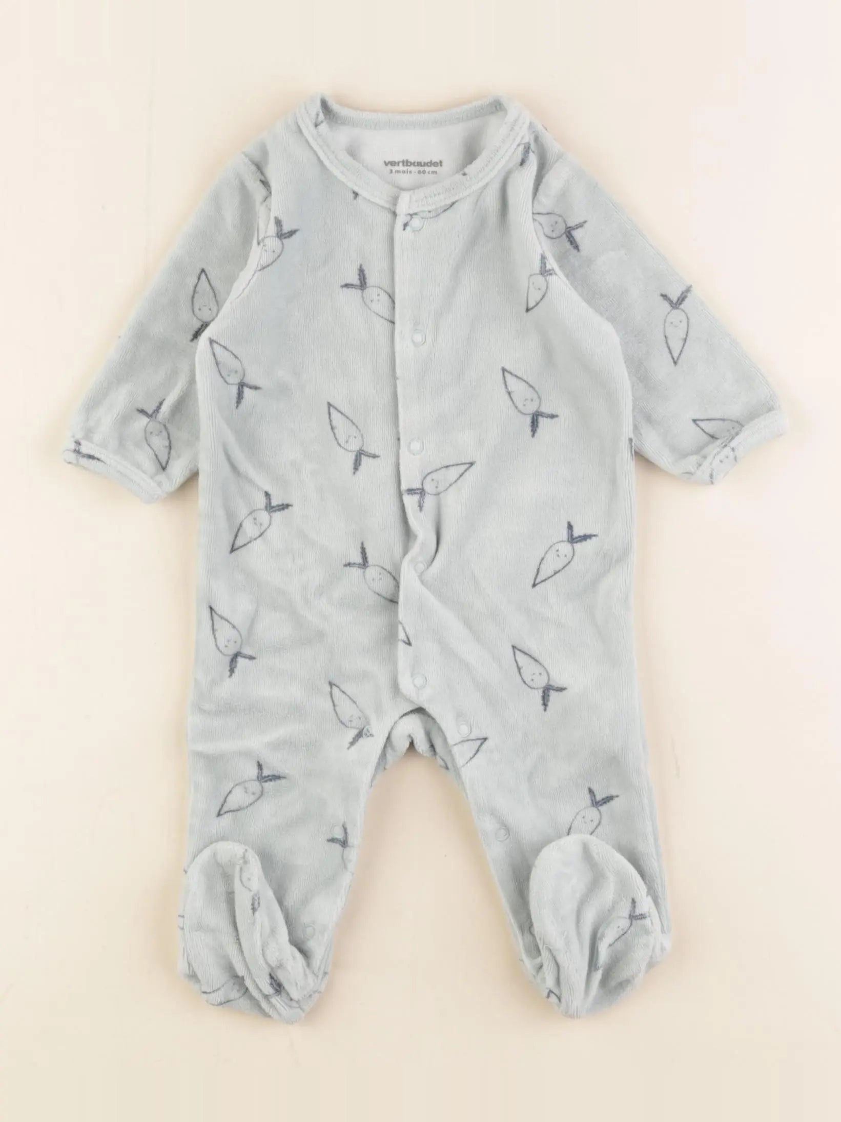 Vertbaudet - pyjama velours vert - 3 mois