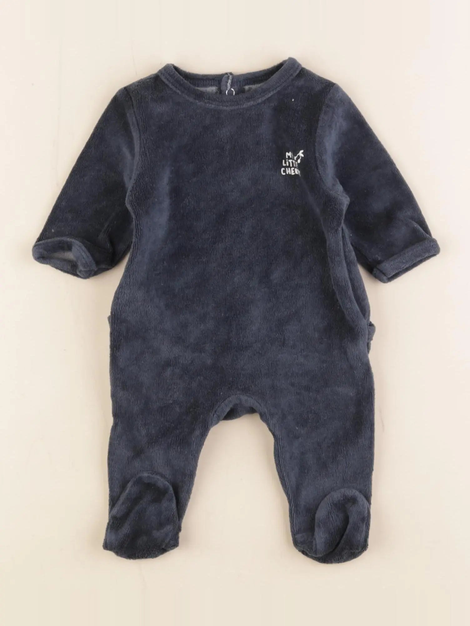 Vertbaudet - pyjama velours bleu - 1 mois