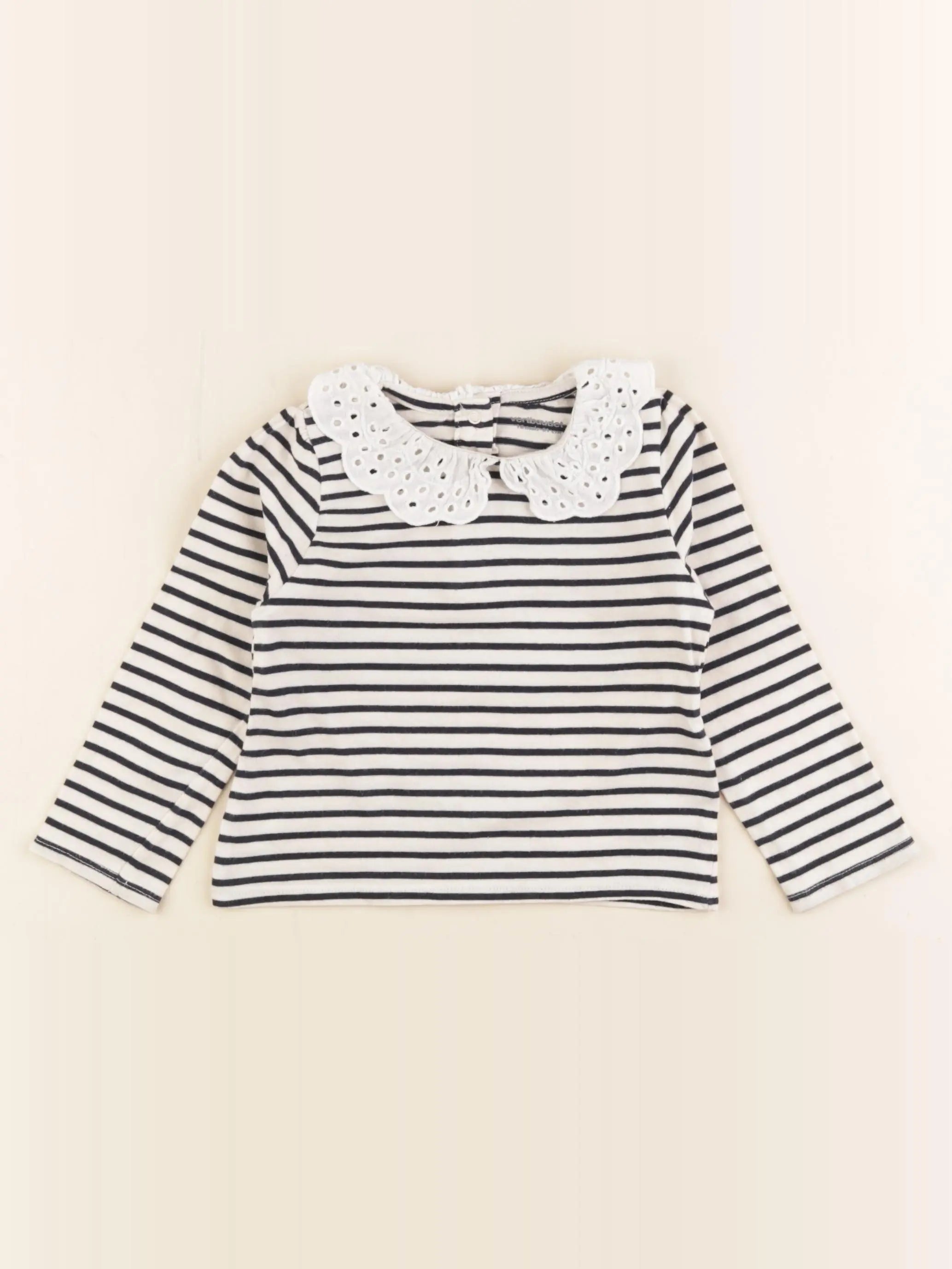 Vertbaudet - tee-shirt blanc, bleu - 18 mois