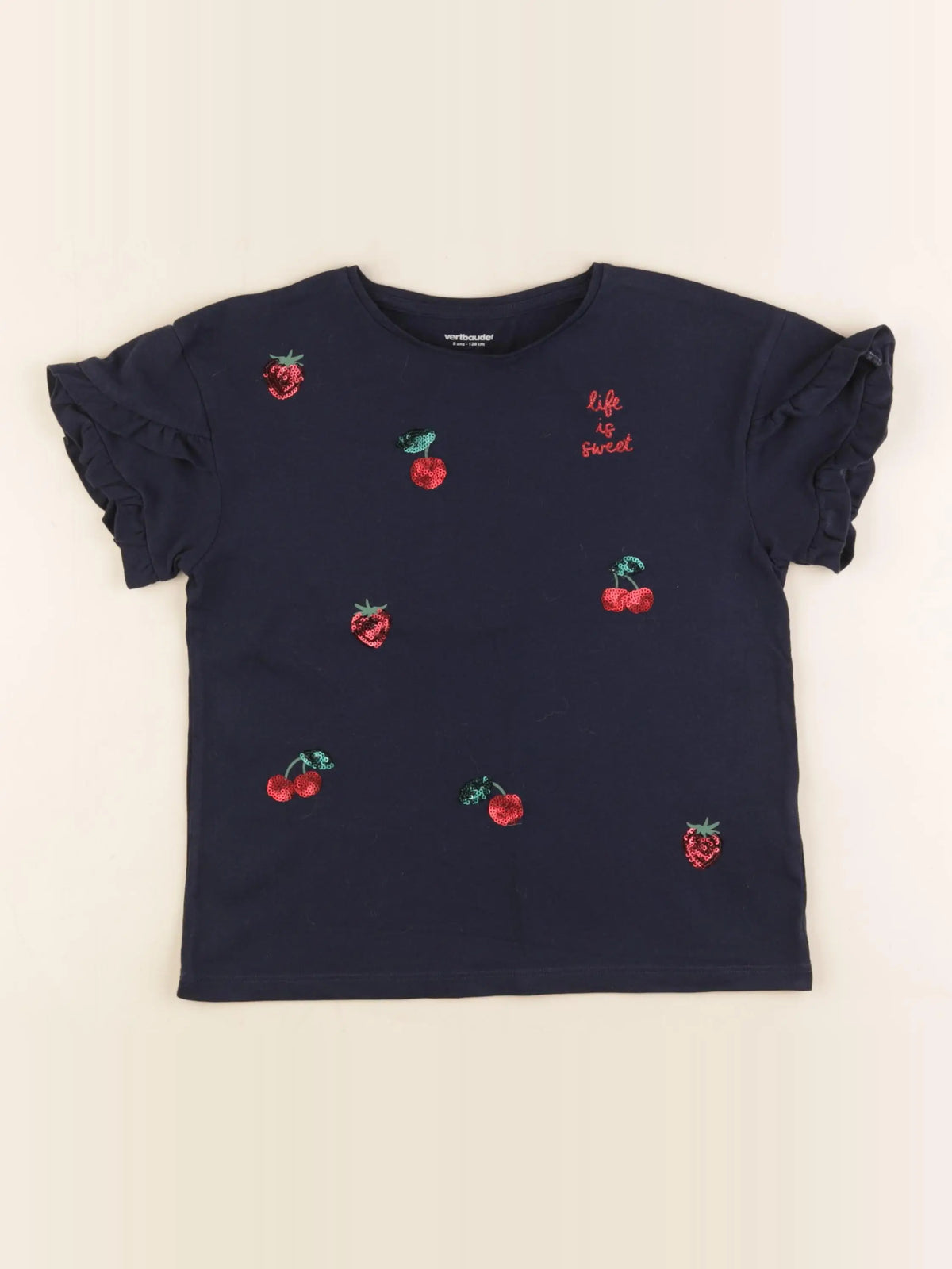 Vertbaudet - tee-shirt bleu - 8 ans