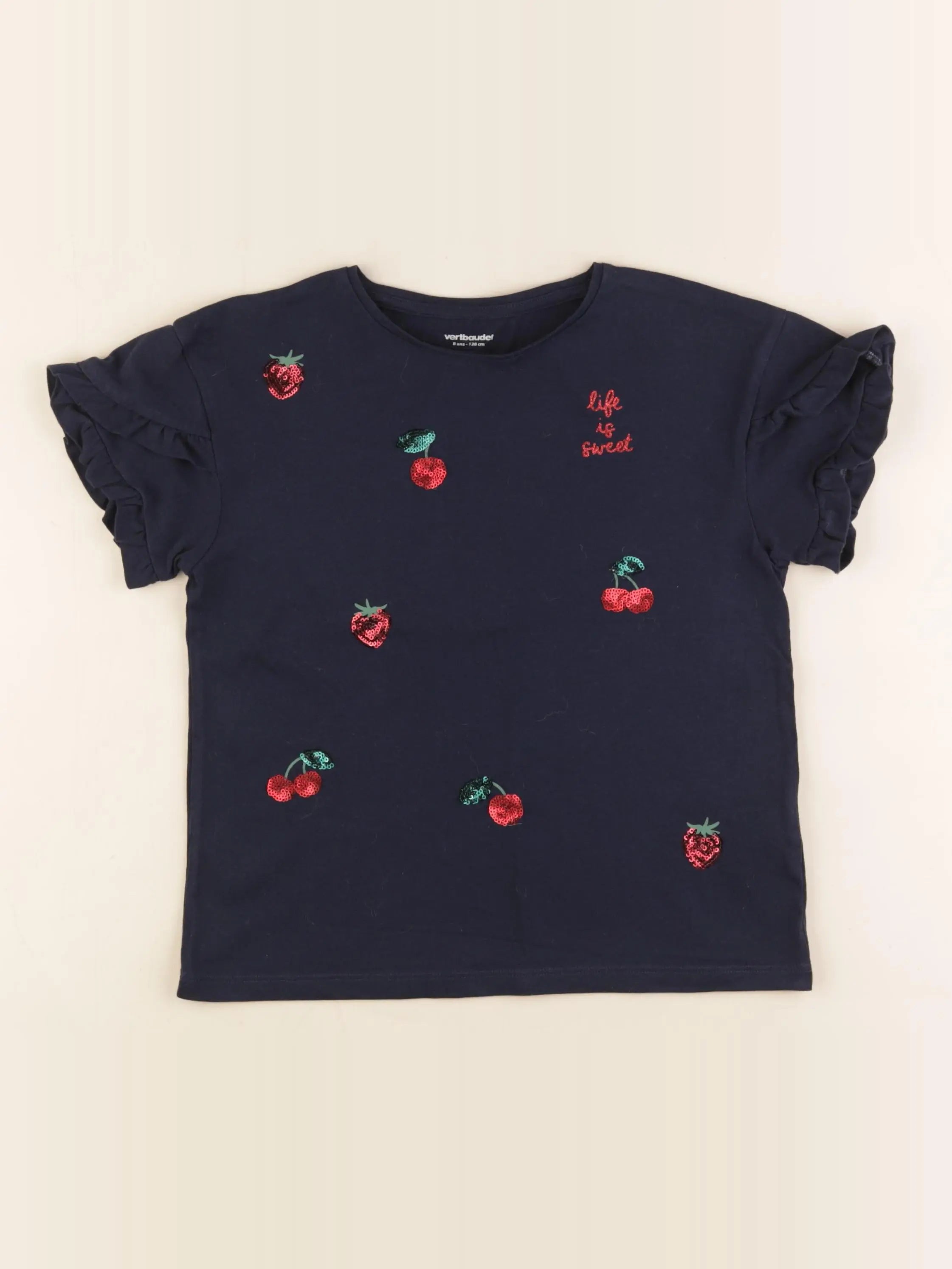 Vertbaudet - tee-shirt bleu - 8 ans