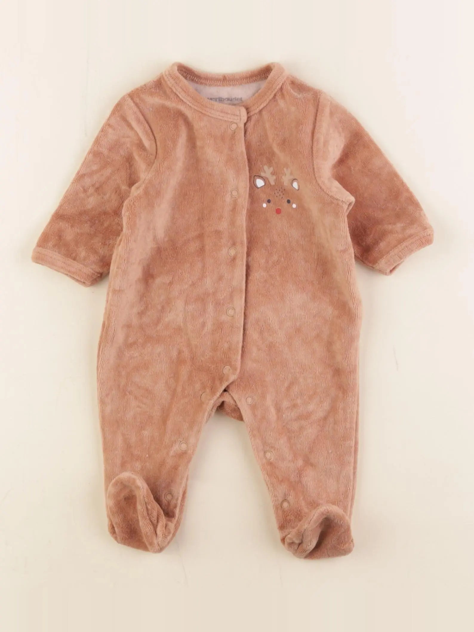Vertbaudet - pyjama velours marron - 1 mois