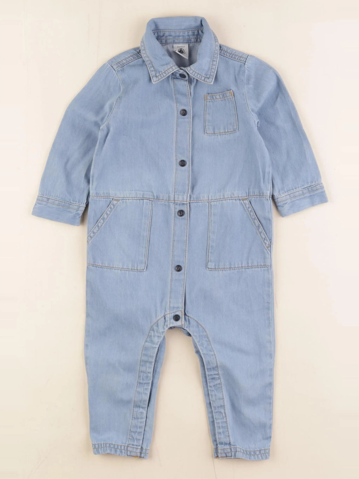 Petit Bateau - combinaison bleu - 12 mois