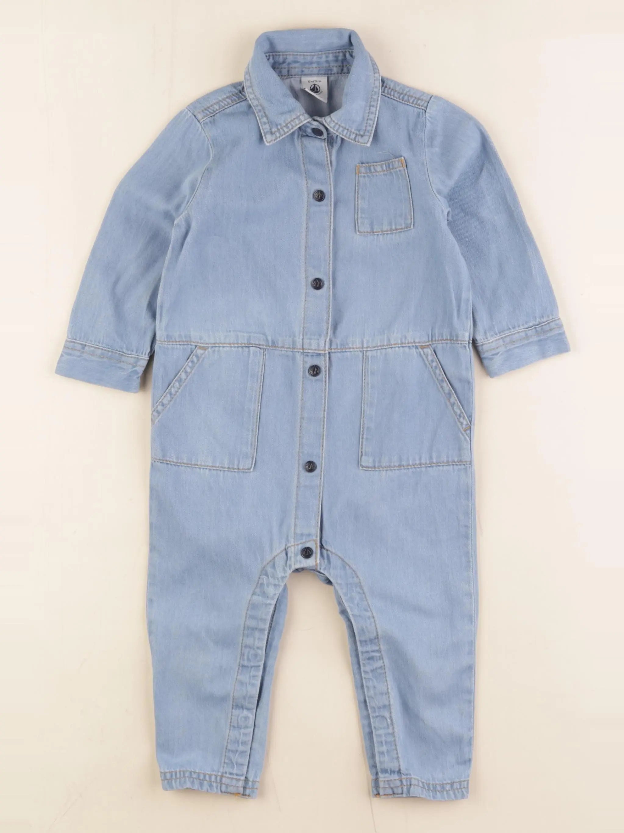 Petit Bateau - combinaison bleu - 12 mois