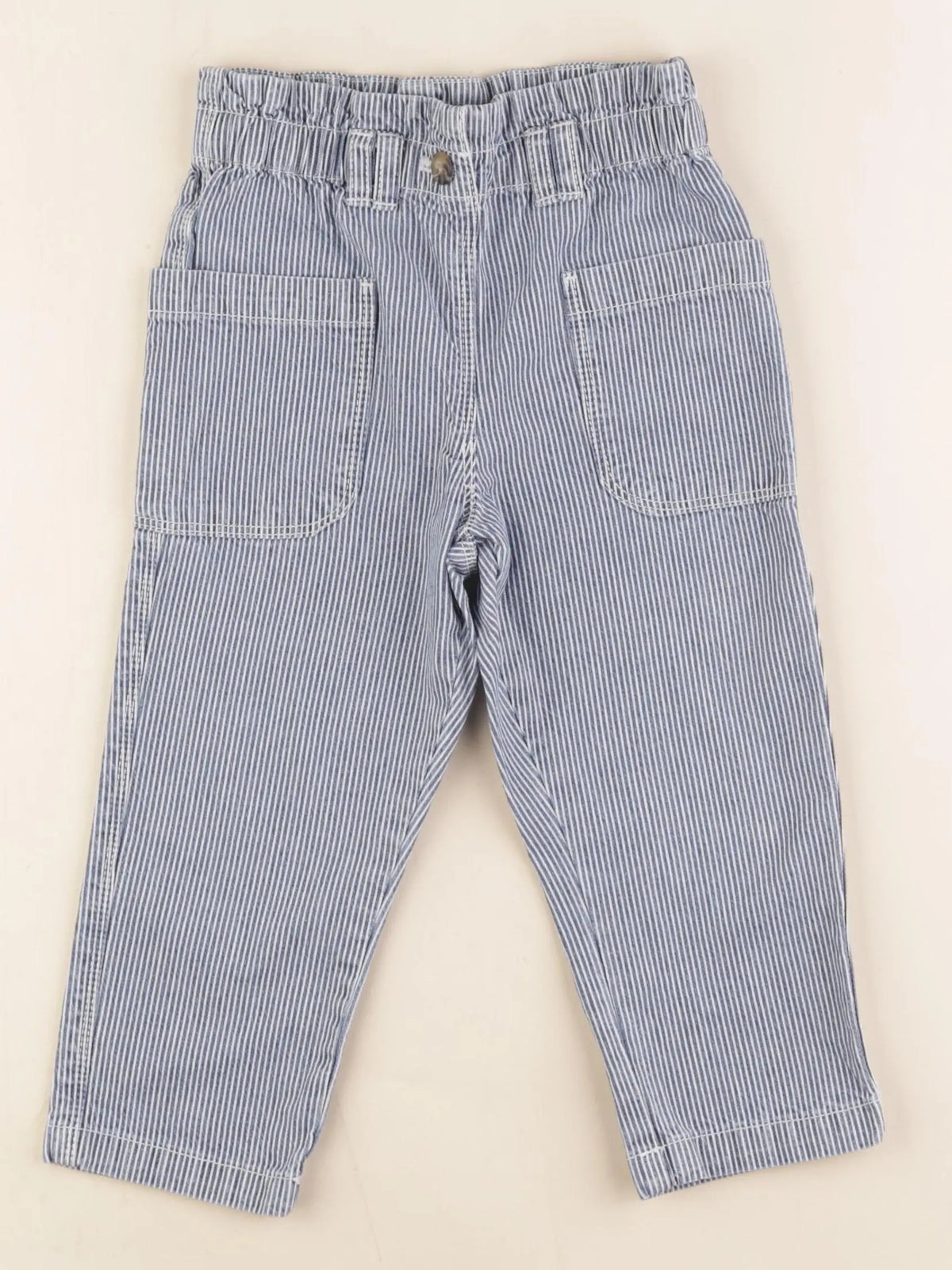 Cyrillus - pantalon blanc, bleu - 3 ans