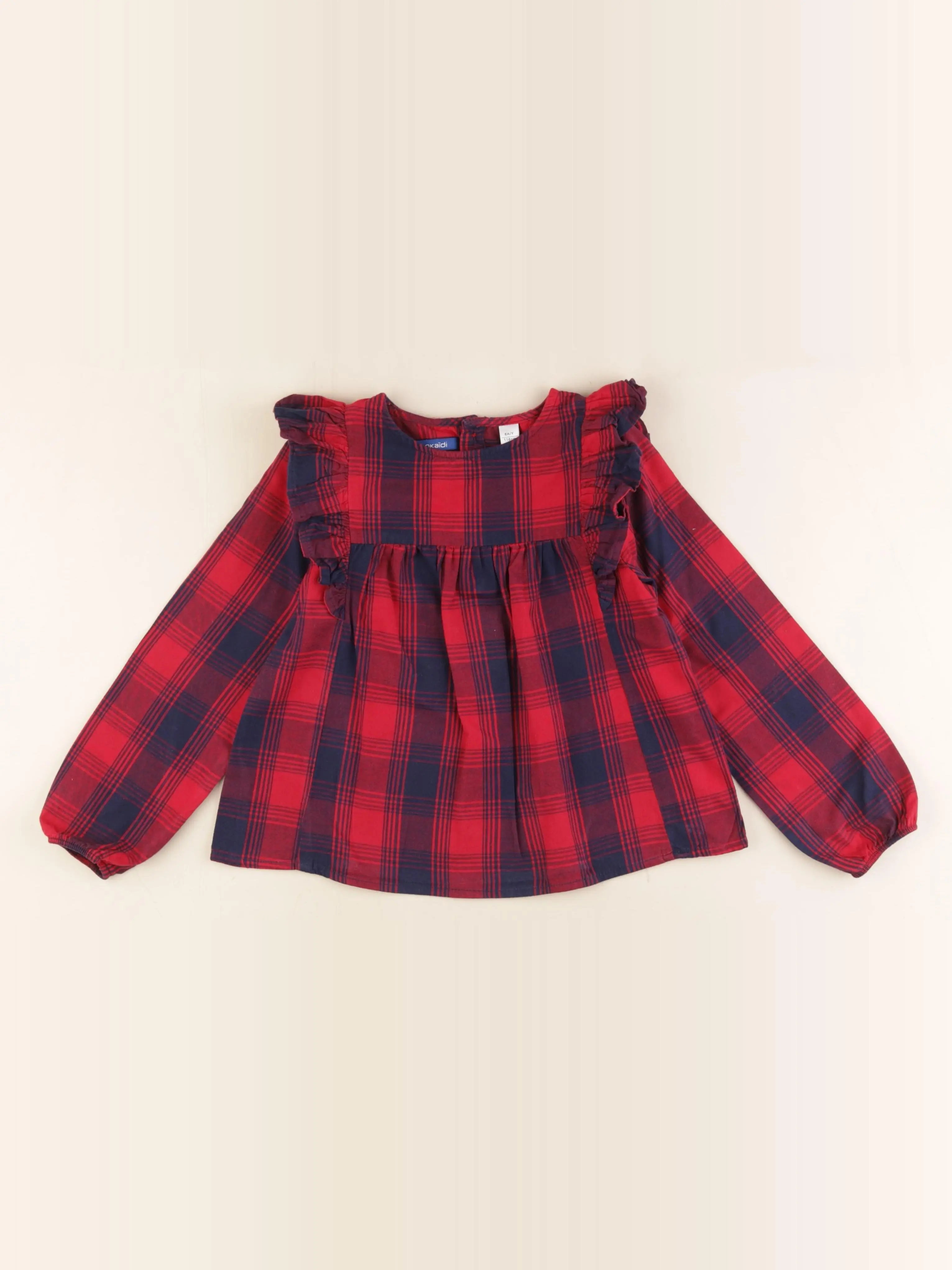 Okaidi - blouse bleu, rouge - 6 ans