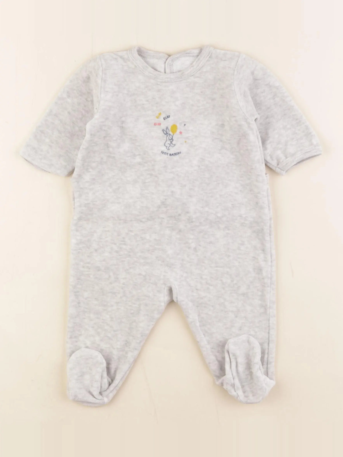 Petit Bateau - pyjama velours gris - 3 mois