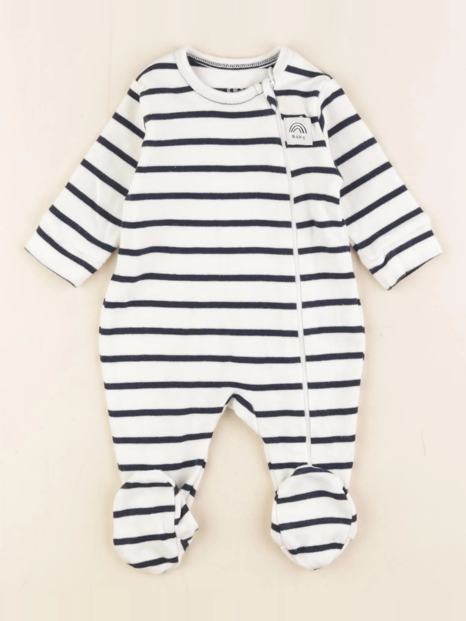 La Redoute - pyjama coton blanc, bleu - 1 mois