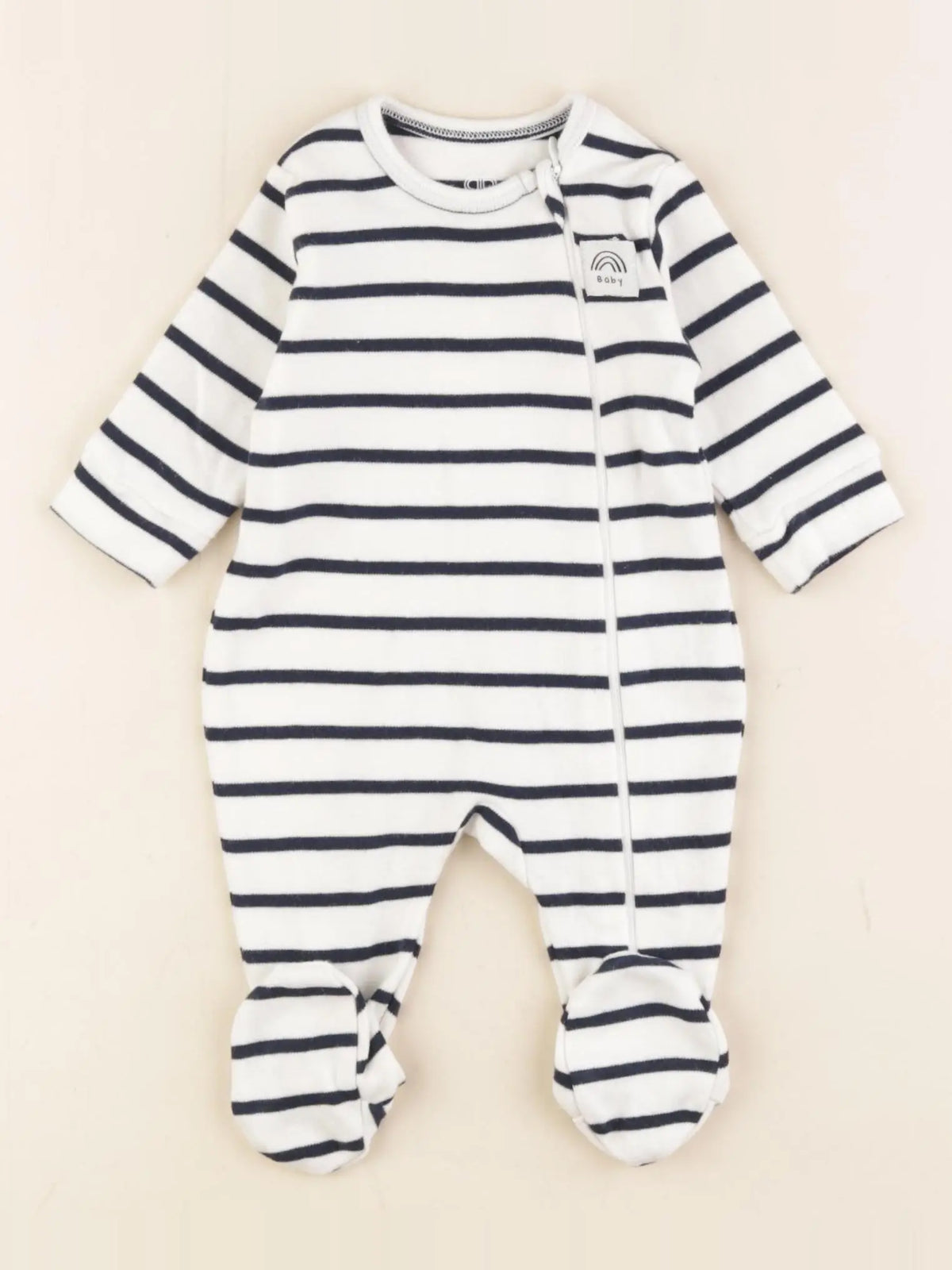 La Redoute - pyjama coton blanc, bleu - 1 mois