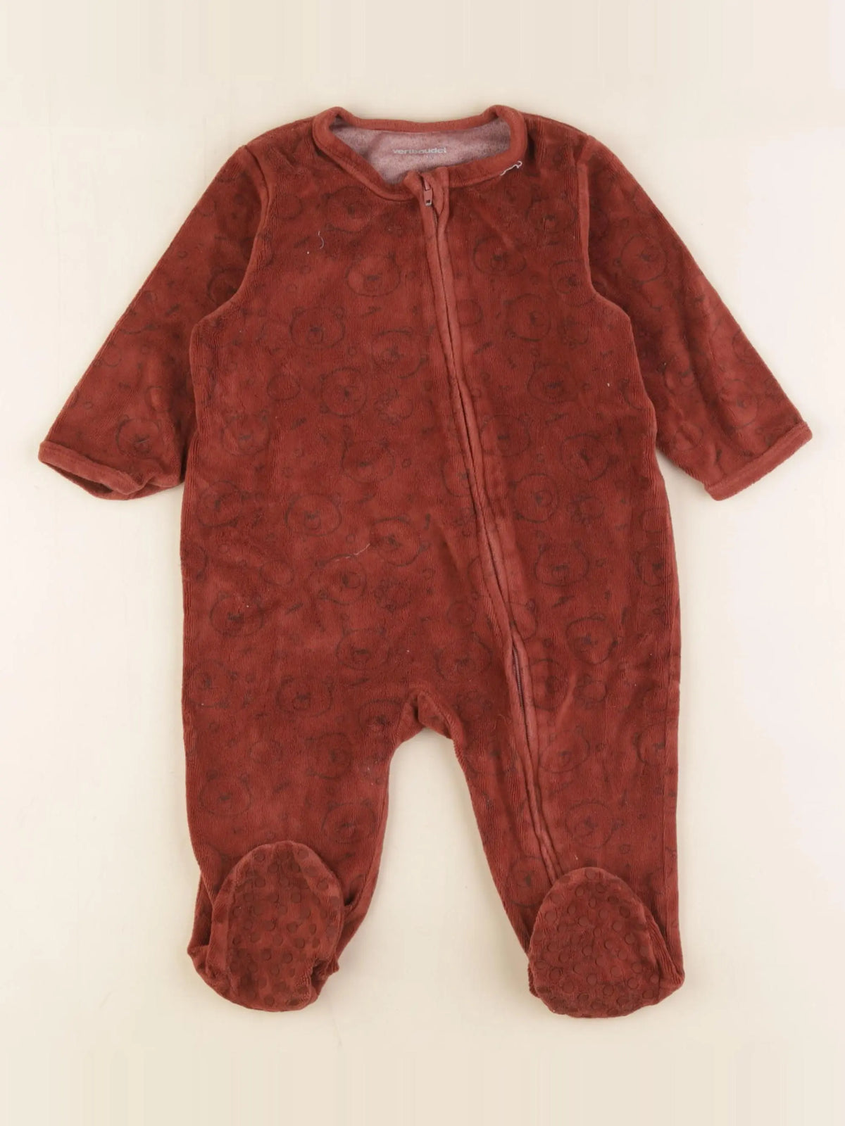 Vertbaudet - pyjama velours marron - 12 mois