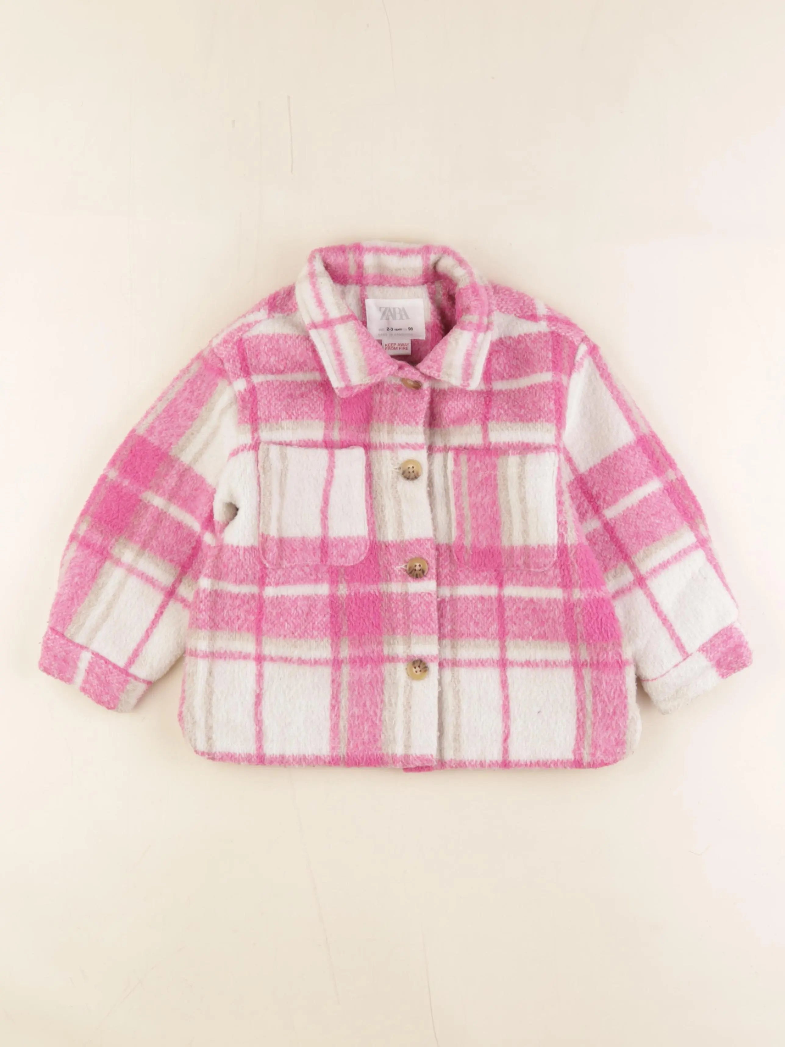 Zara - veste beige, rose - 2/3 ans