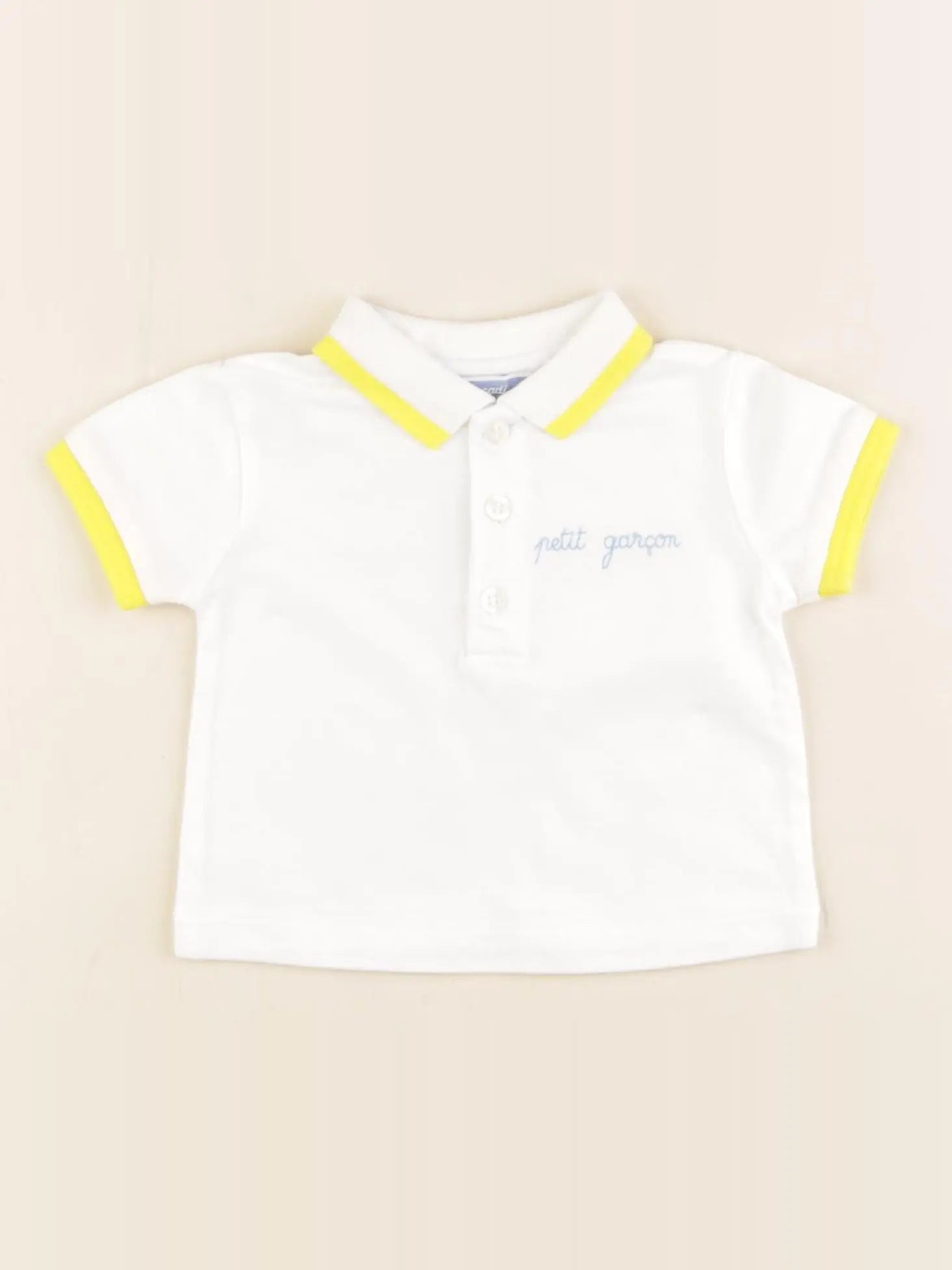 Jacadi - polo blanc, jaune - 3 mois