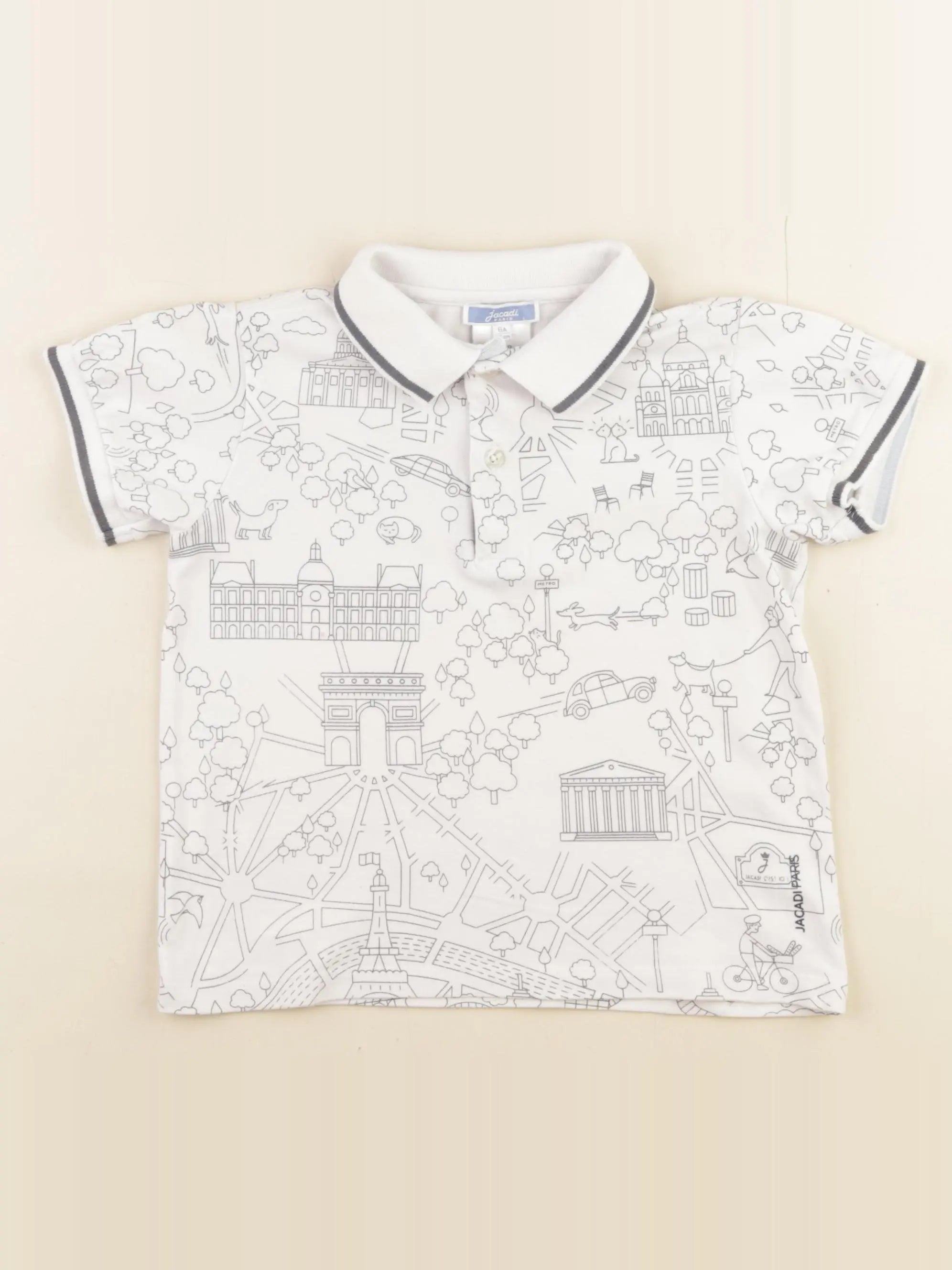 Jacadi - polo blanc, gris - 6 ans