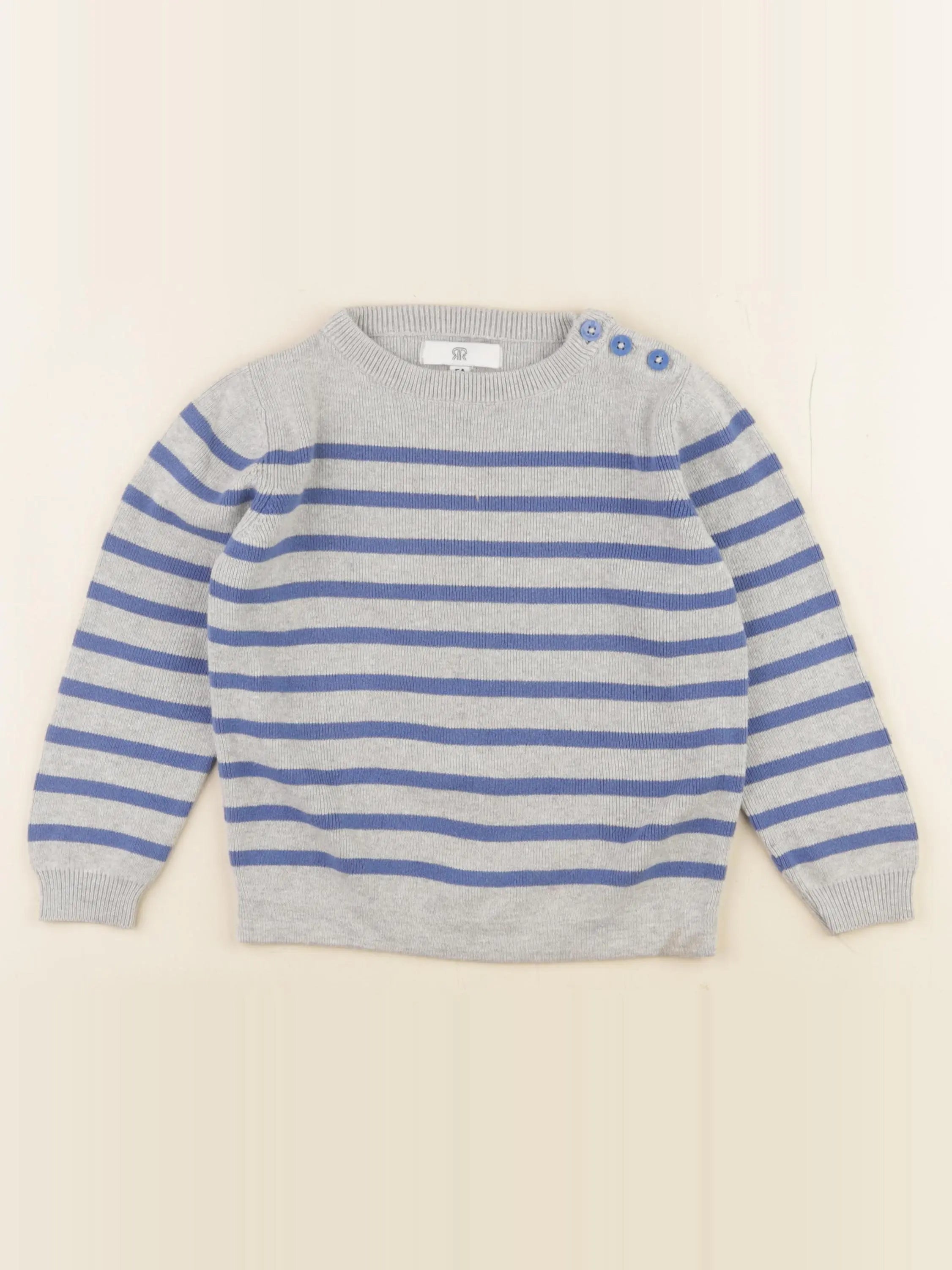 La Redoute - pull gris, bleu - 5 ans