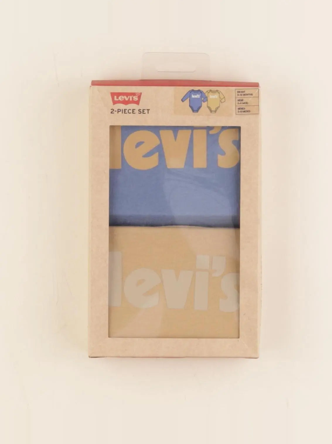 Levi's - lot de 2 bodies en coton bleu, beige - 0/6 mois