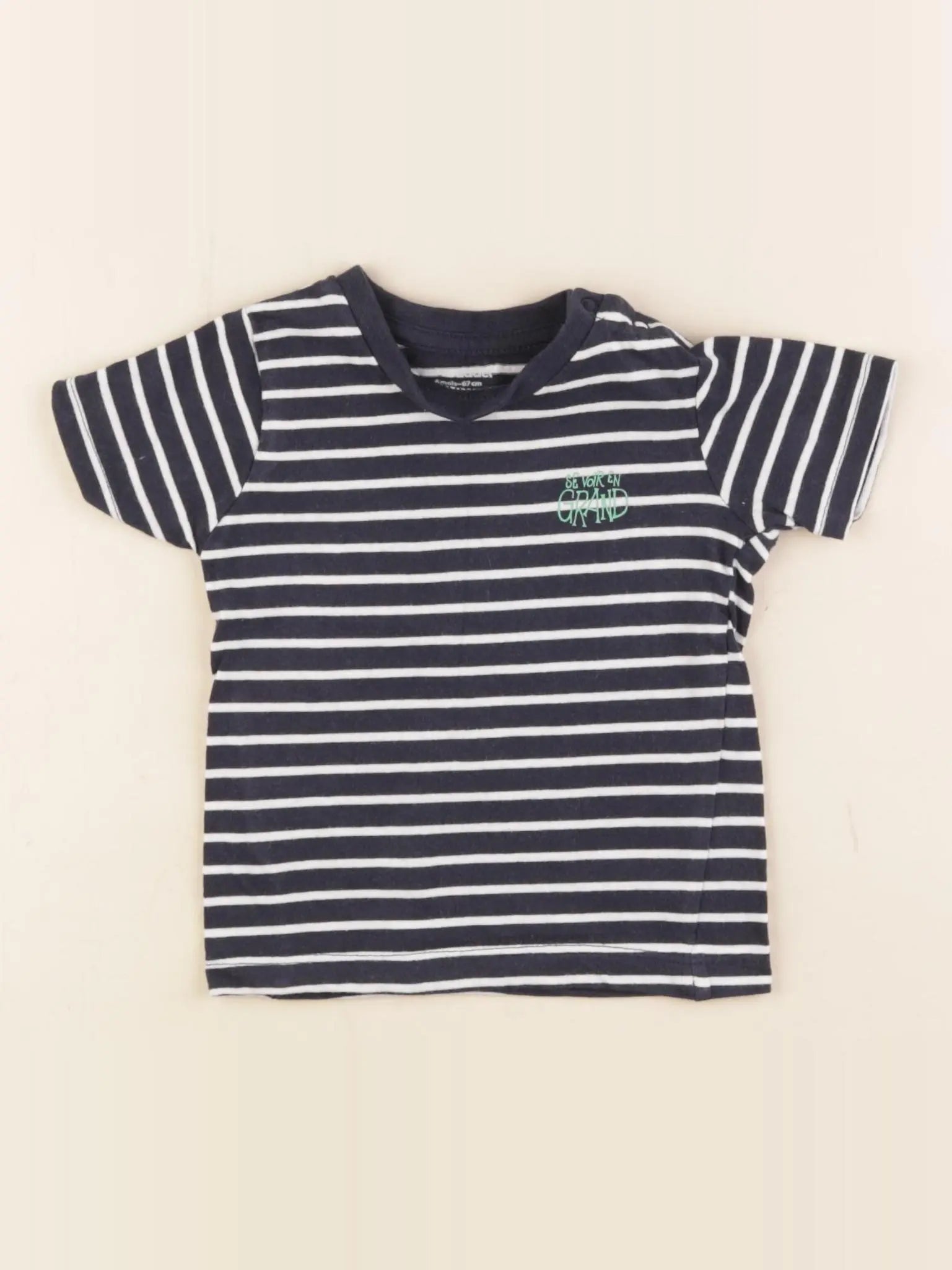 Vertbaudet - tee-shirt blanc, bleu - 6 mois