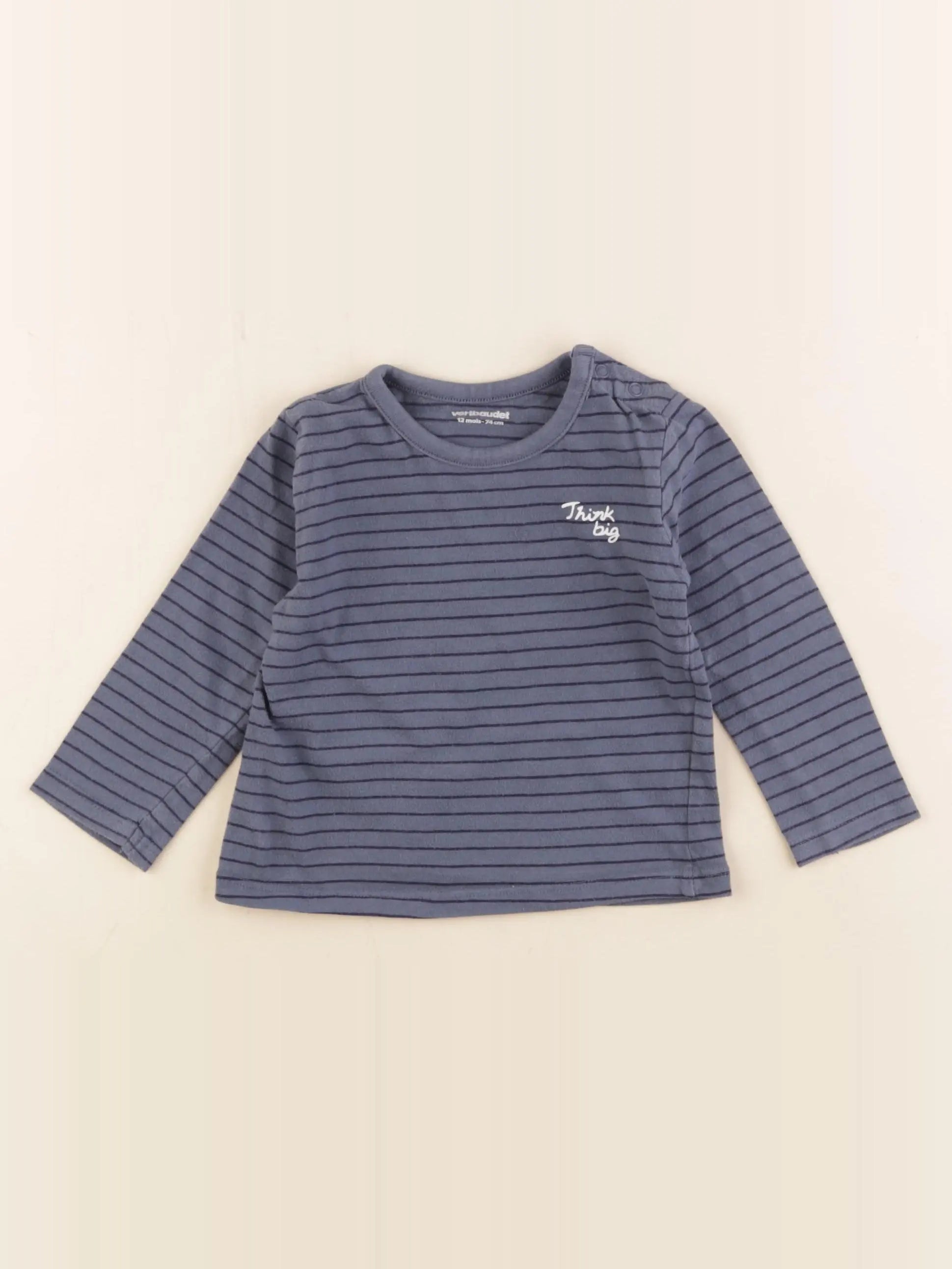 Vertbaudet - tee-shirt bleu - 12 mois
