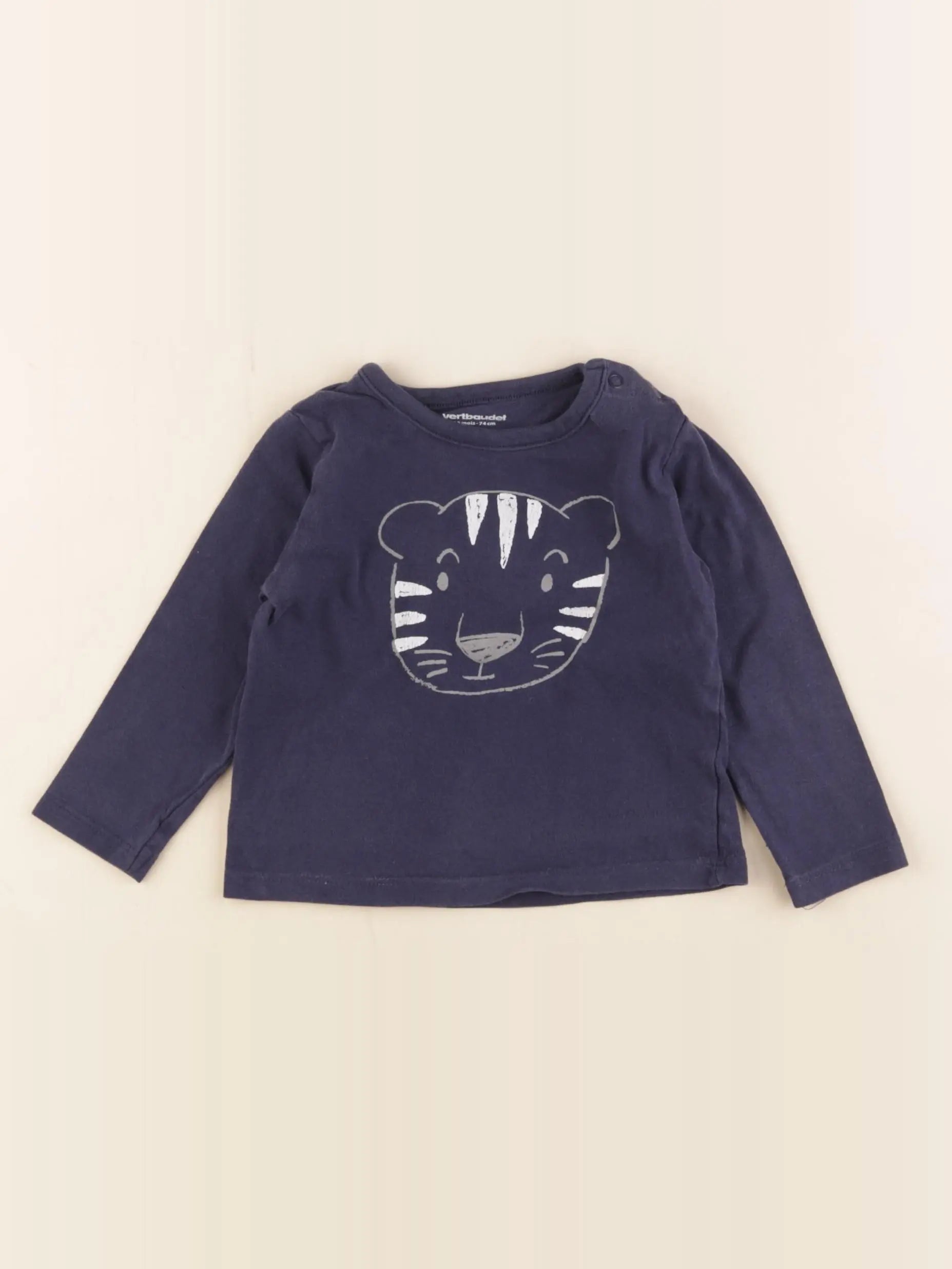 Vertbaudet - tee-shirt bleu - 12 mois