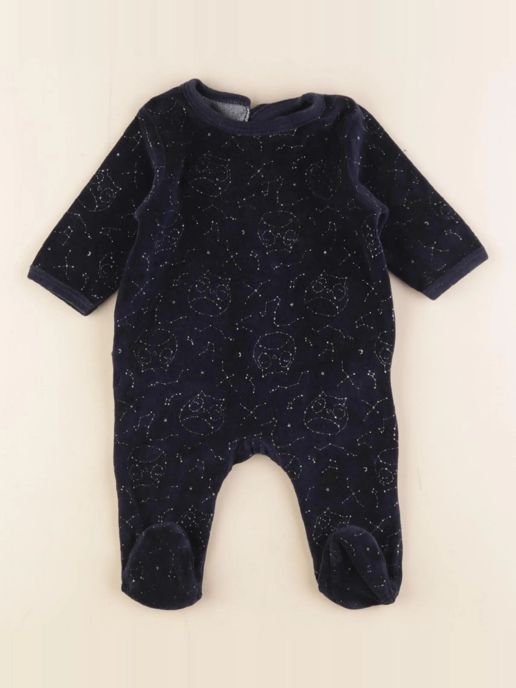 Vertbaudet - pyjama velours bleu - 6 mois