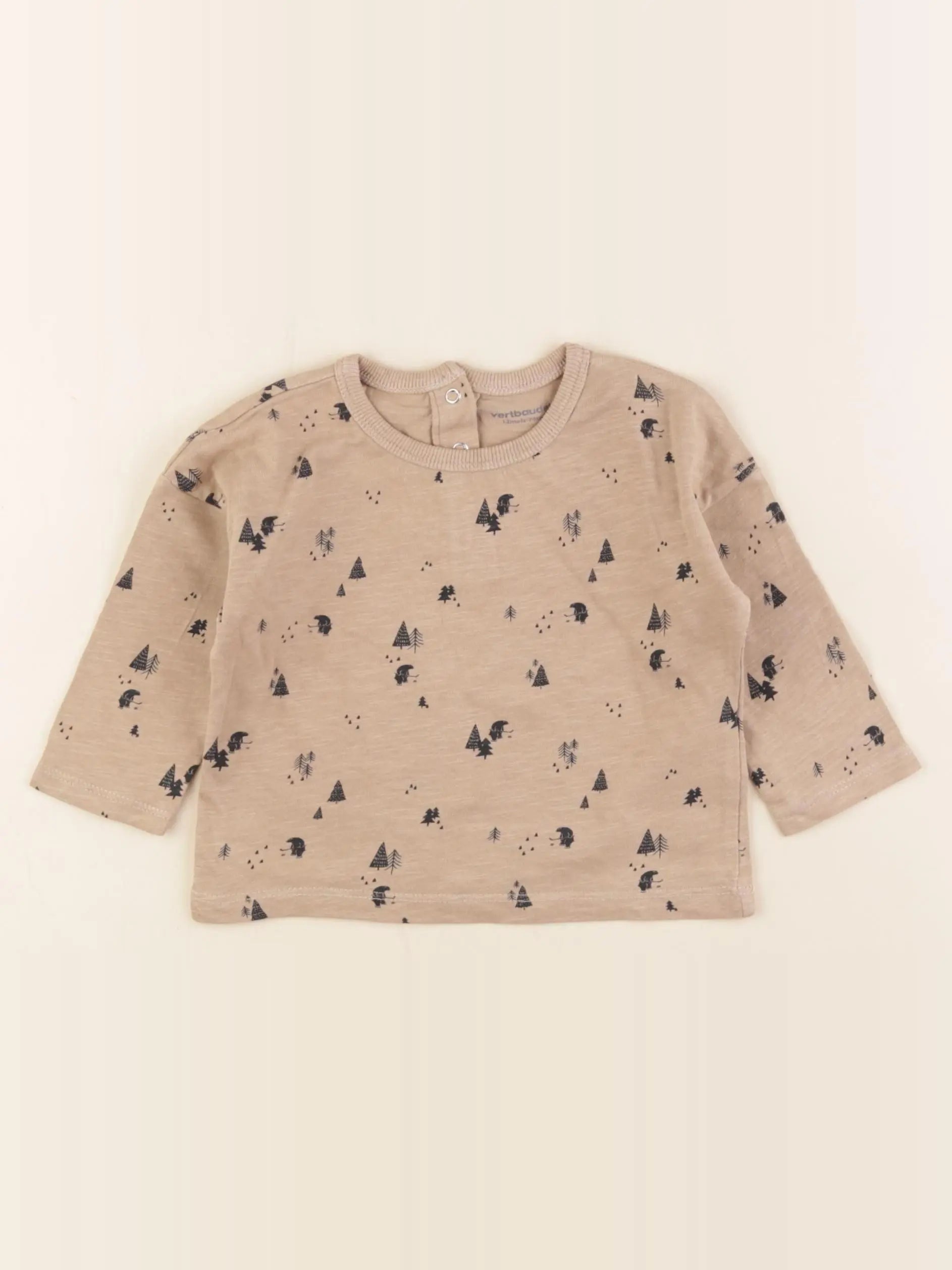 Vertbaudet - tee-shirt beige - 12 mois